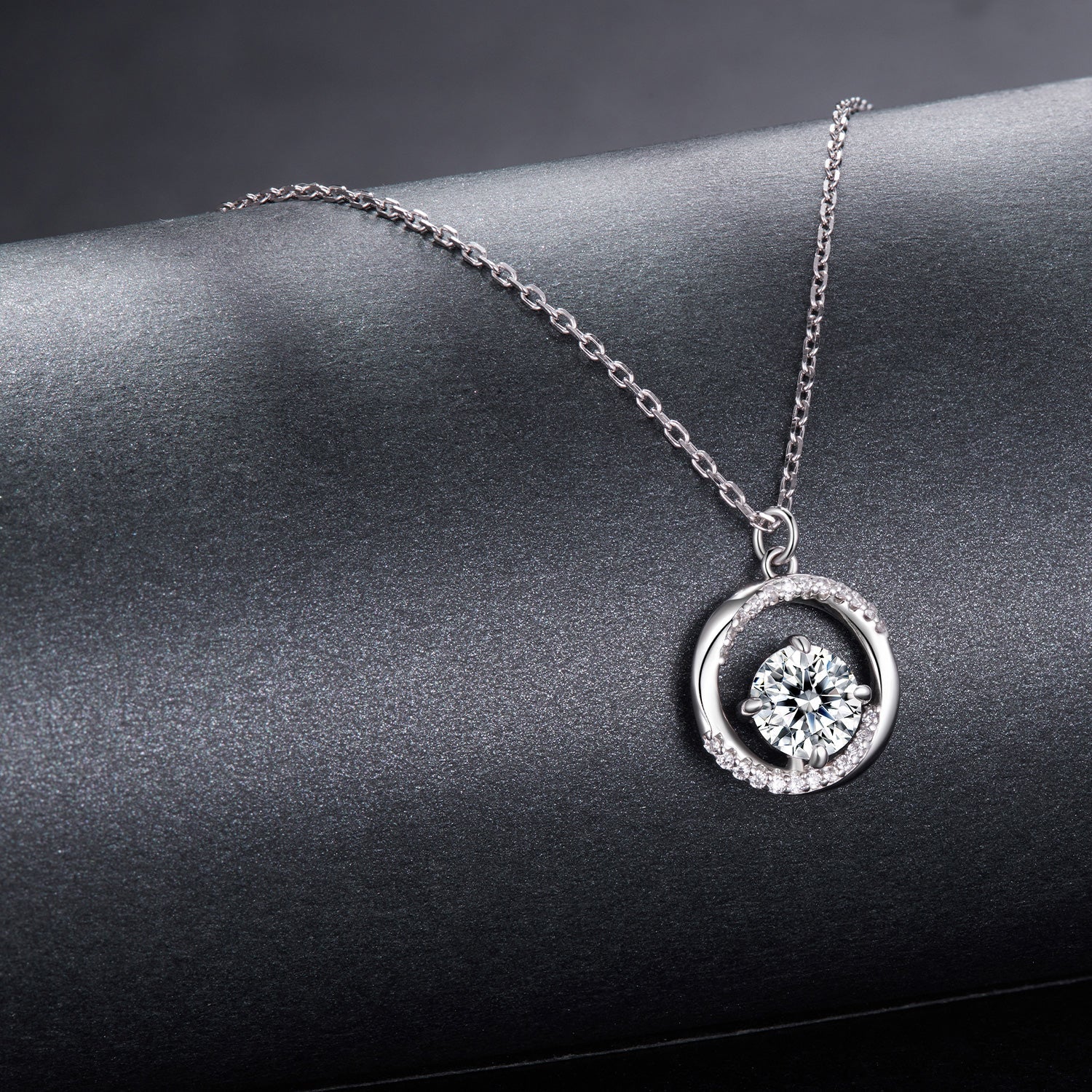 925 Sterling Silver Moissanite Necklace 40+5cm with CZ for Women DestGlow