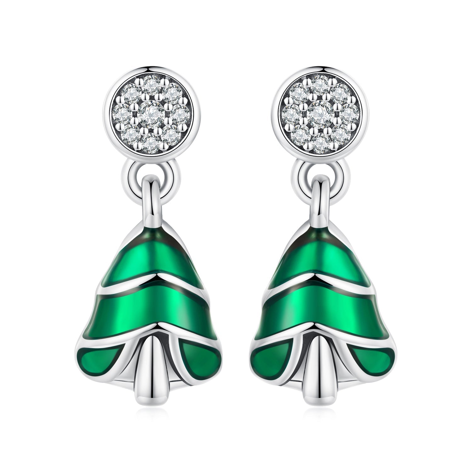 925 Sterling Silver Earrings with Enamel and Pavé Set CZ in Oxidized Silver DestGlow