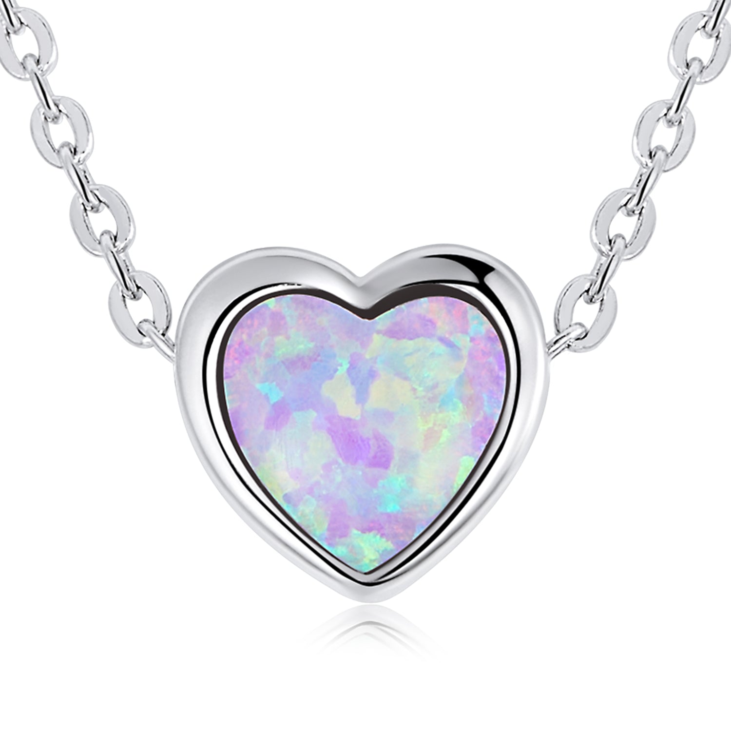 925 Sterling Silver and Platinum Plated Translucent Opal Necklace, 43.5cm Adjustable Chain, for Women DestGlow