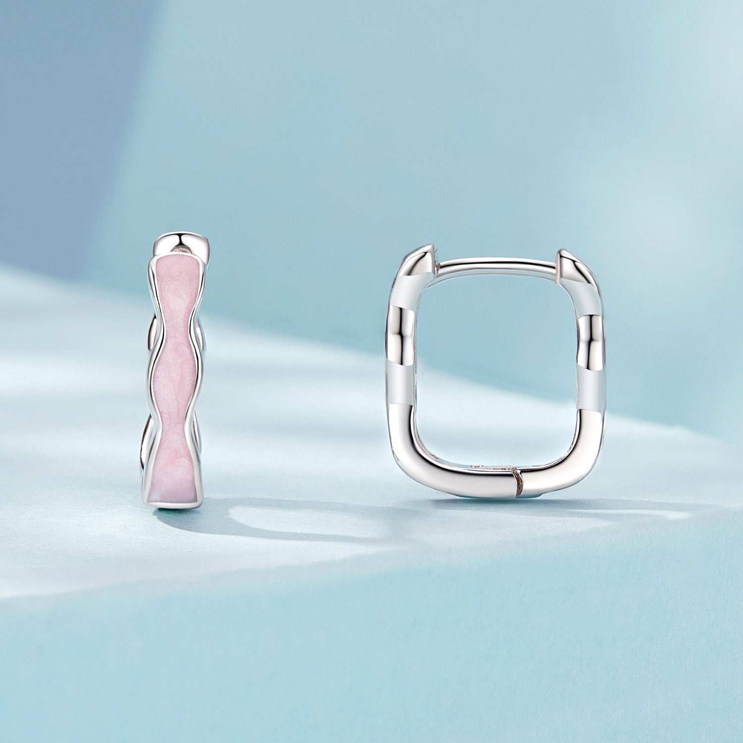 925 Sterling Silver Earrings with Enamel in White Gold Finish - 13*3mm for Women DestGlow