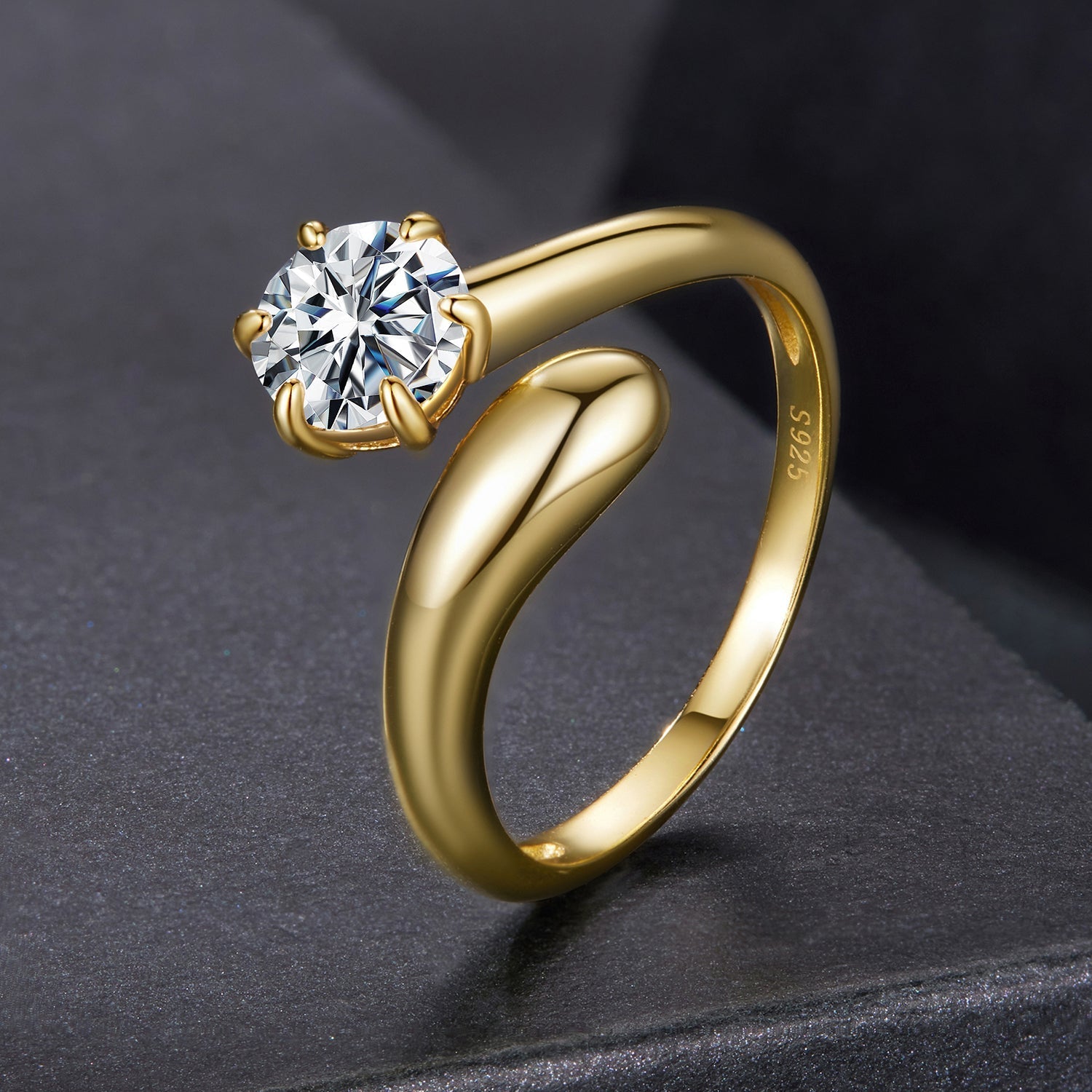 925 Sterling Silver 1 Carat Moissanite Ring for Women DestGlow
