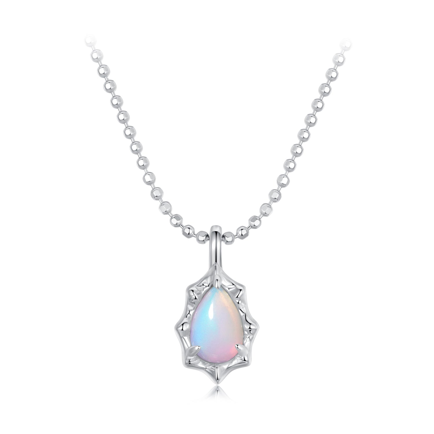 925 Sterling Silver Synthetic Opal Necklace for Women DestGlow