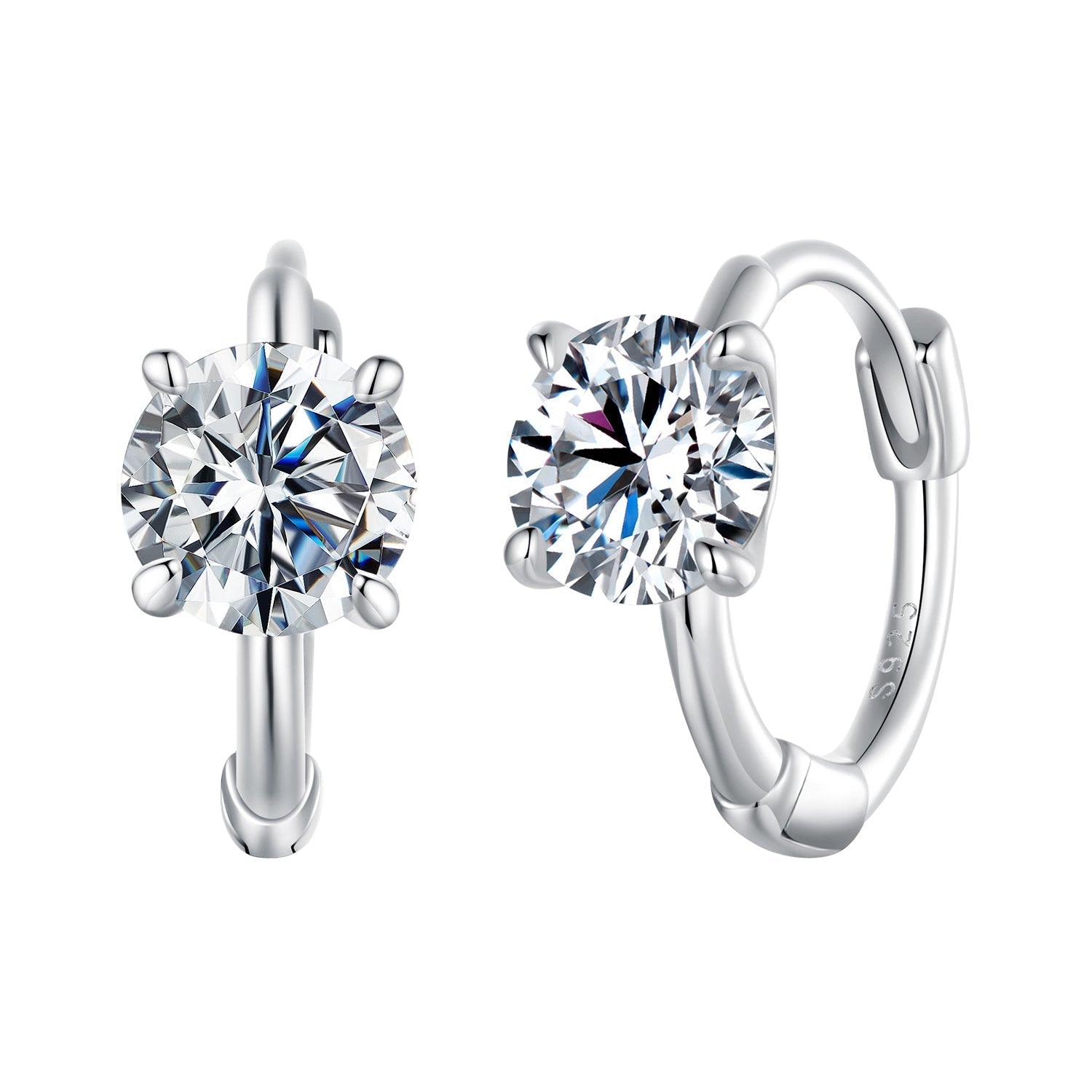 925 Sterling Silver & White Gold Plated 0.5 Carat Moissanite Earrings for Women DestGlow