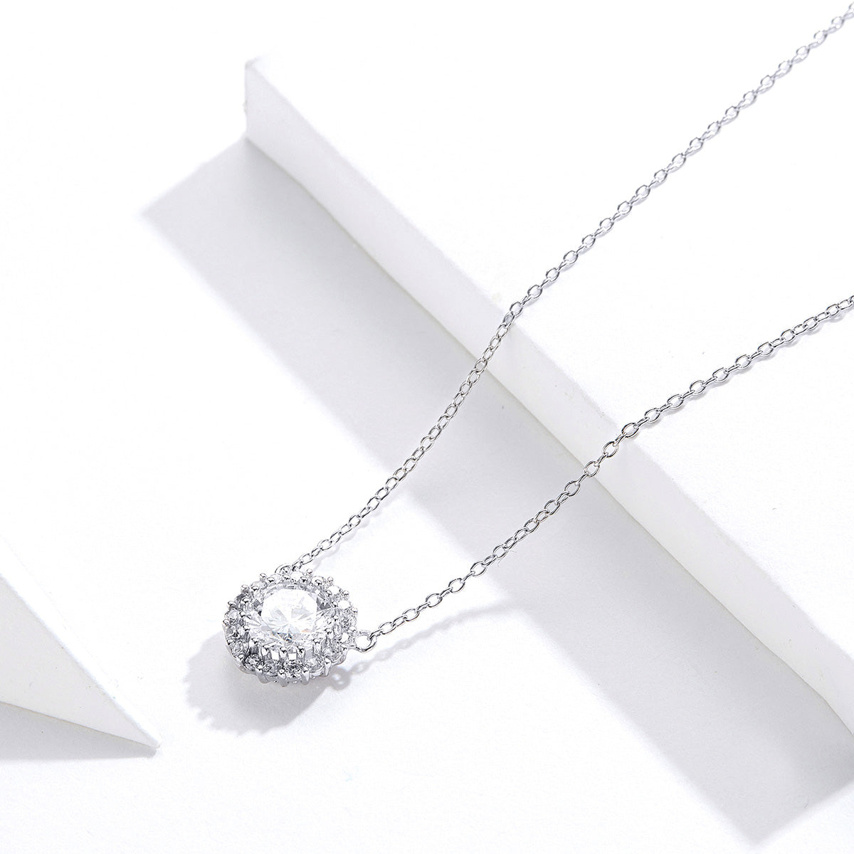 925 Sterling Silver Plated Platinum 49cm Pavé Setting CZ Necklace for Women DestGlow