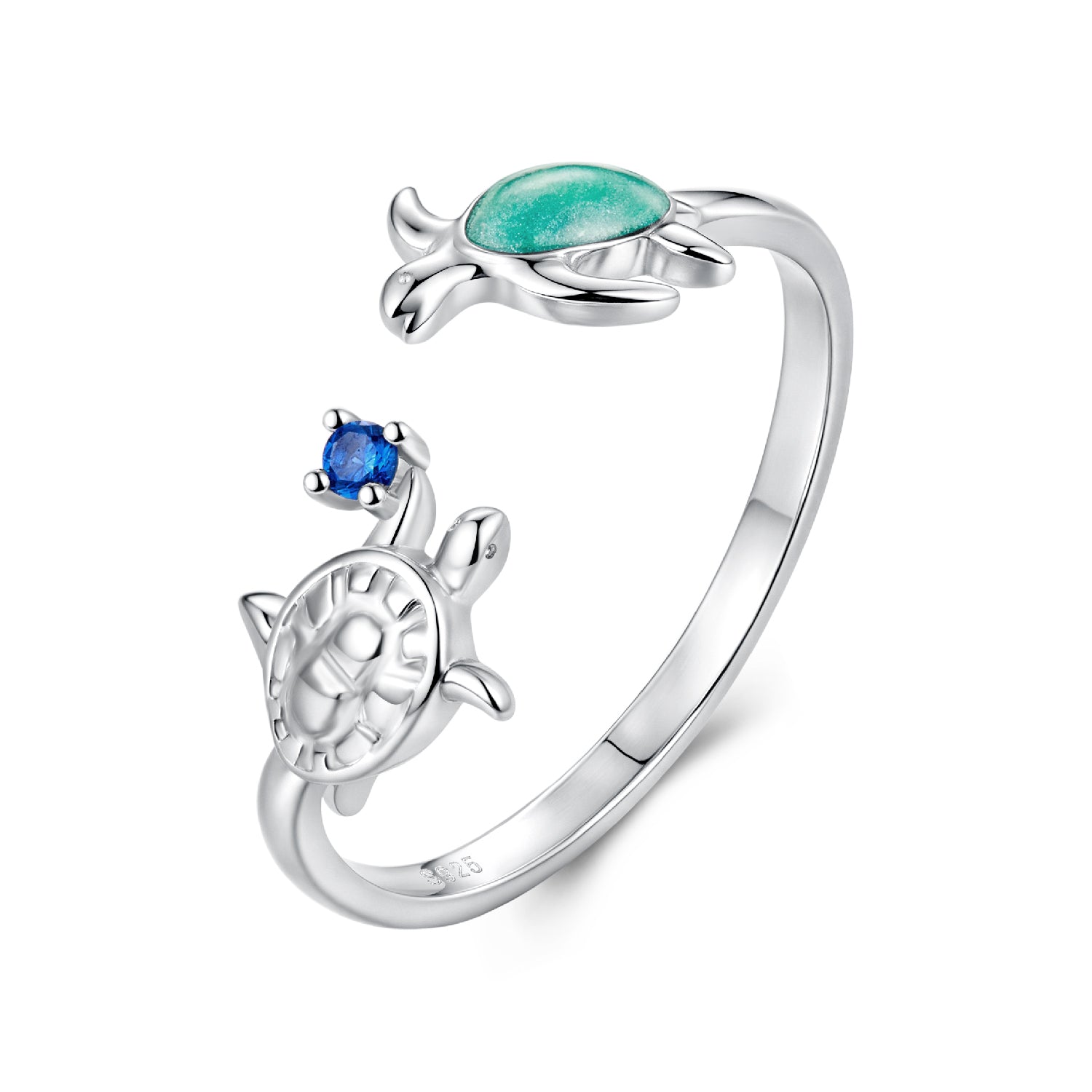 925 Sterling Silver Enamel White Gold Plated Ring for Women DestGlow