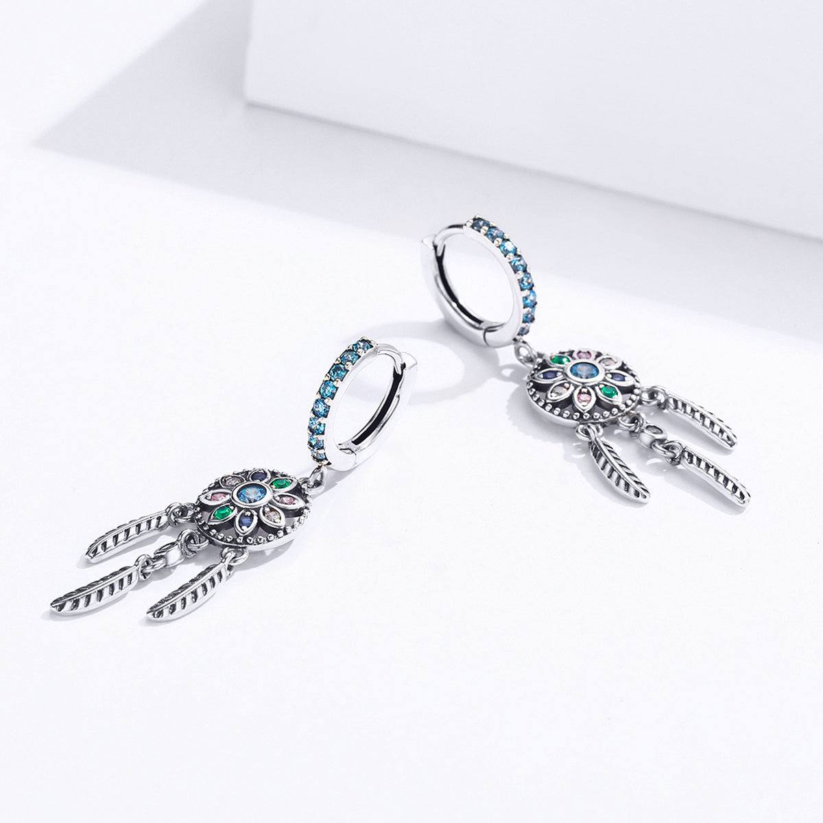 925 Sterling Silver Oxidized Silver Pavé CZ Earrings for Women, Size: 4*1 cm DestGlow