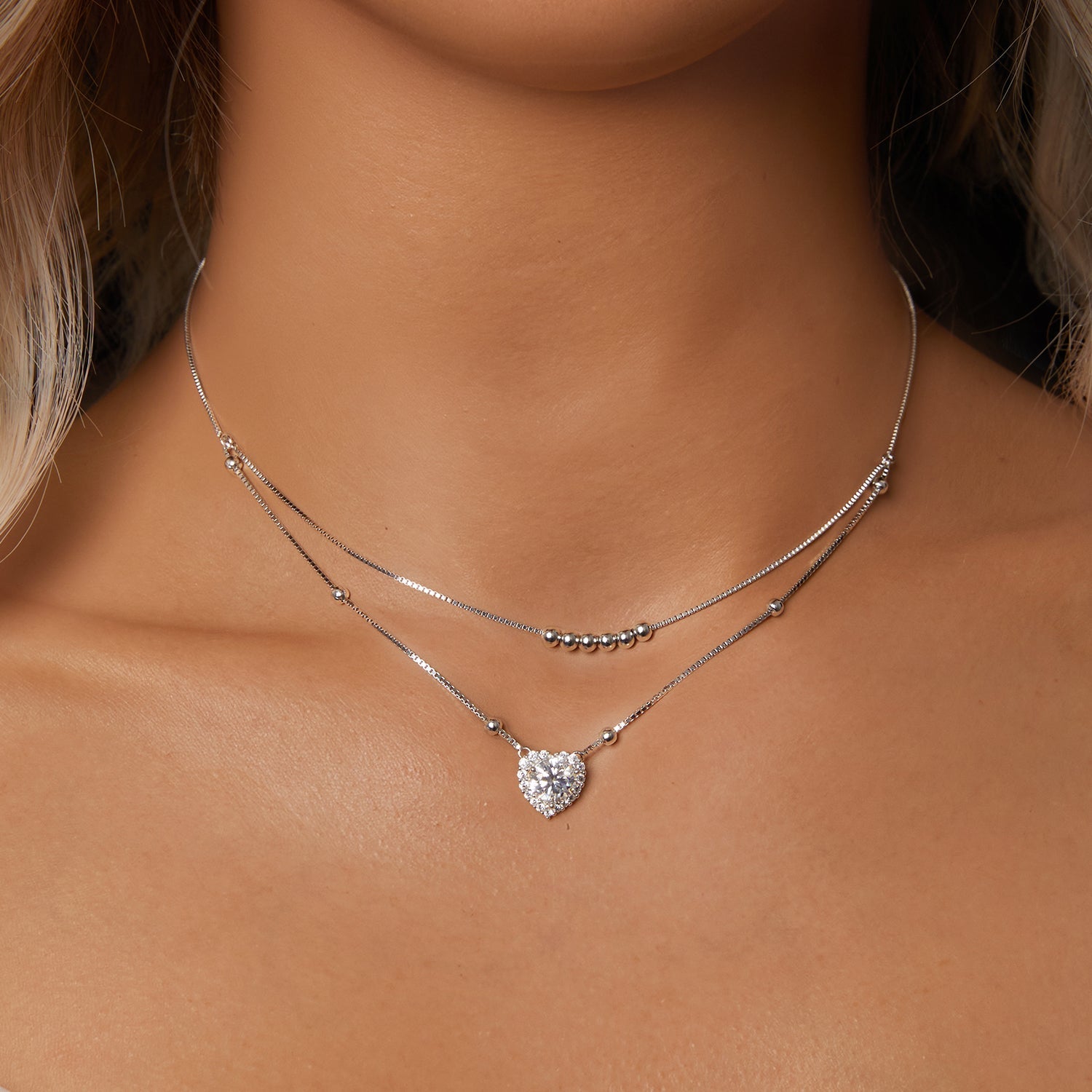 925 Sterling Silver 6.5mm Moissanite Necklace with Pavé Setting for Women DestGlow
