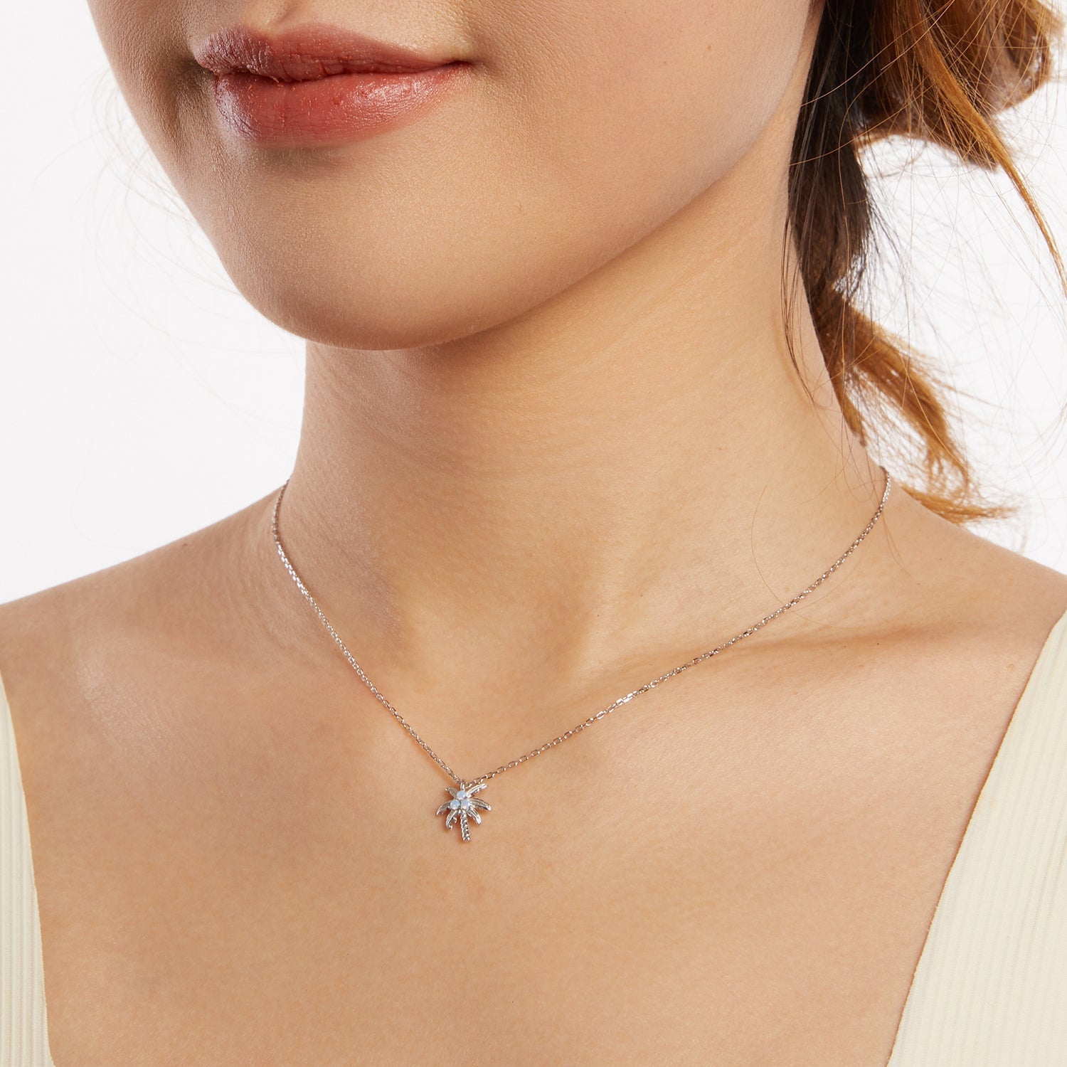925 Sterling Silver + Nano Opal Stone Pendant Necklace for Women DestGlow