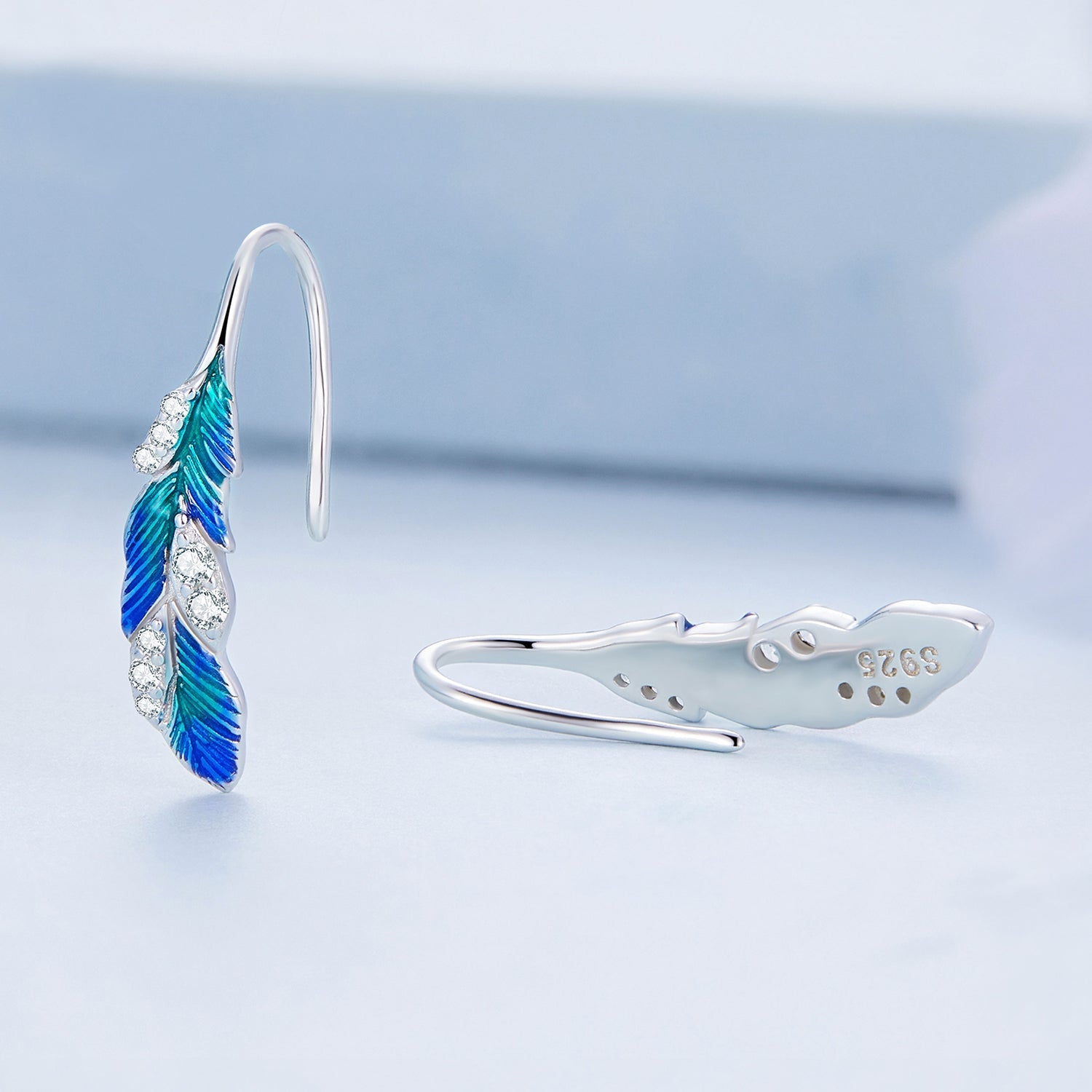 925 Sterling Silver Enamel Finish Pavé CZ Earrings for Women DestGlow