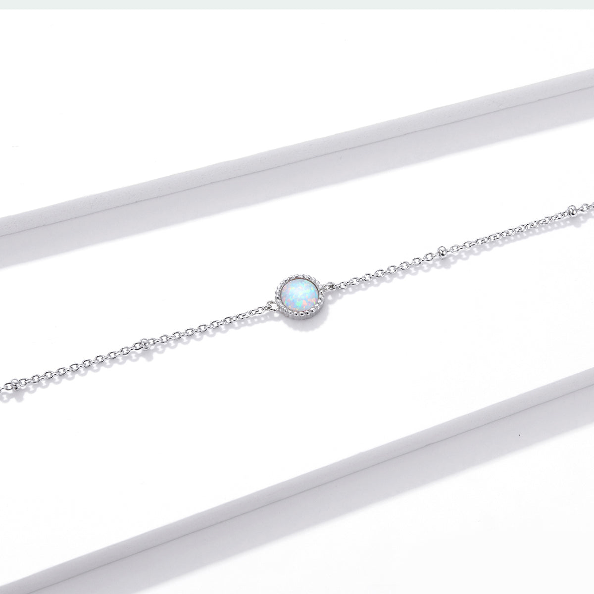 925 Sterling Silver Opal Bracelet for Women - Adjustable Size, Translucent Color DestGlow