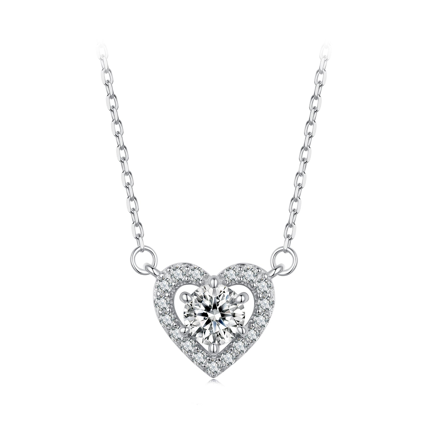 925 Sterling Silver Moissanite 0.5 Carat Necklace with CZ for Women DestGlow