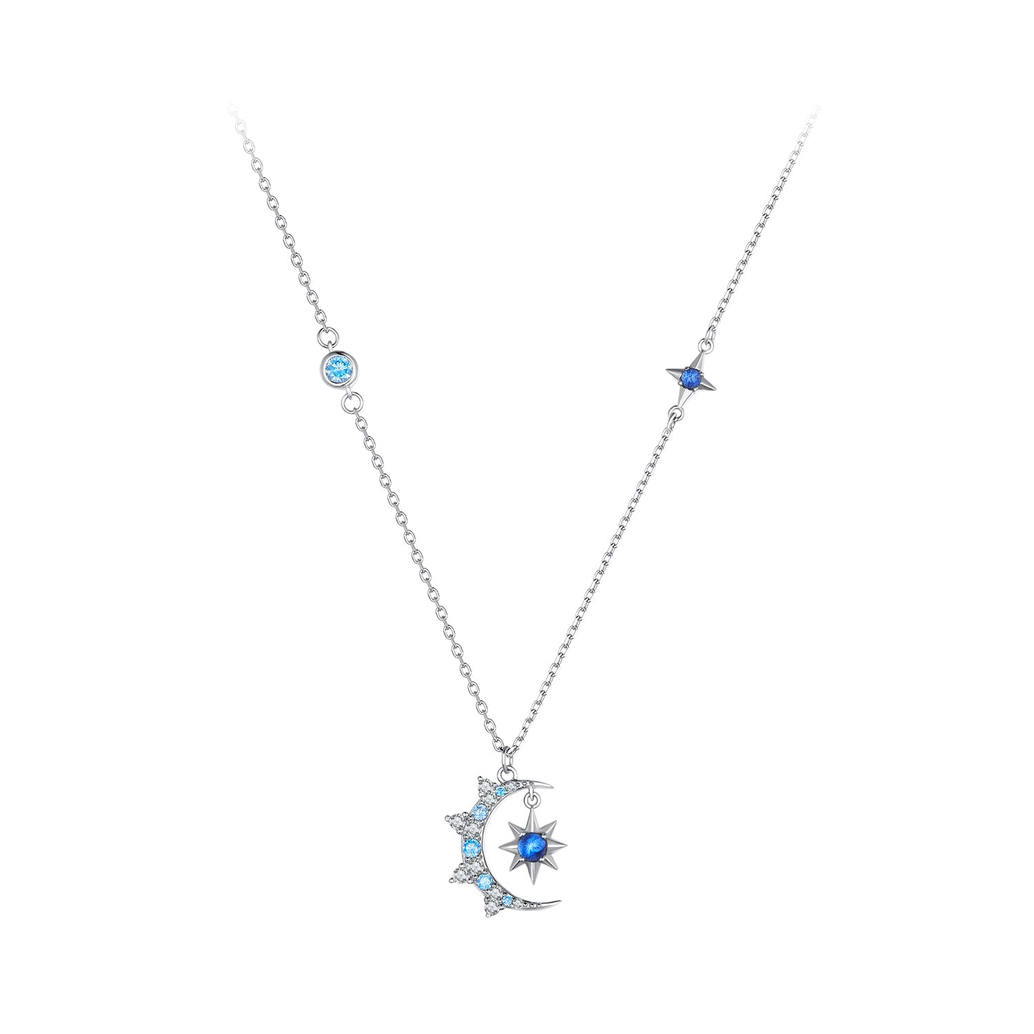 925 Sterling Silver Necklace with Pavé Setting CZ and Spinel Pendant DestGlow