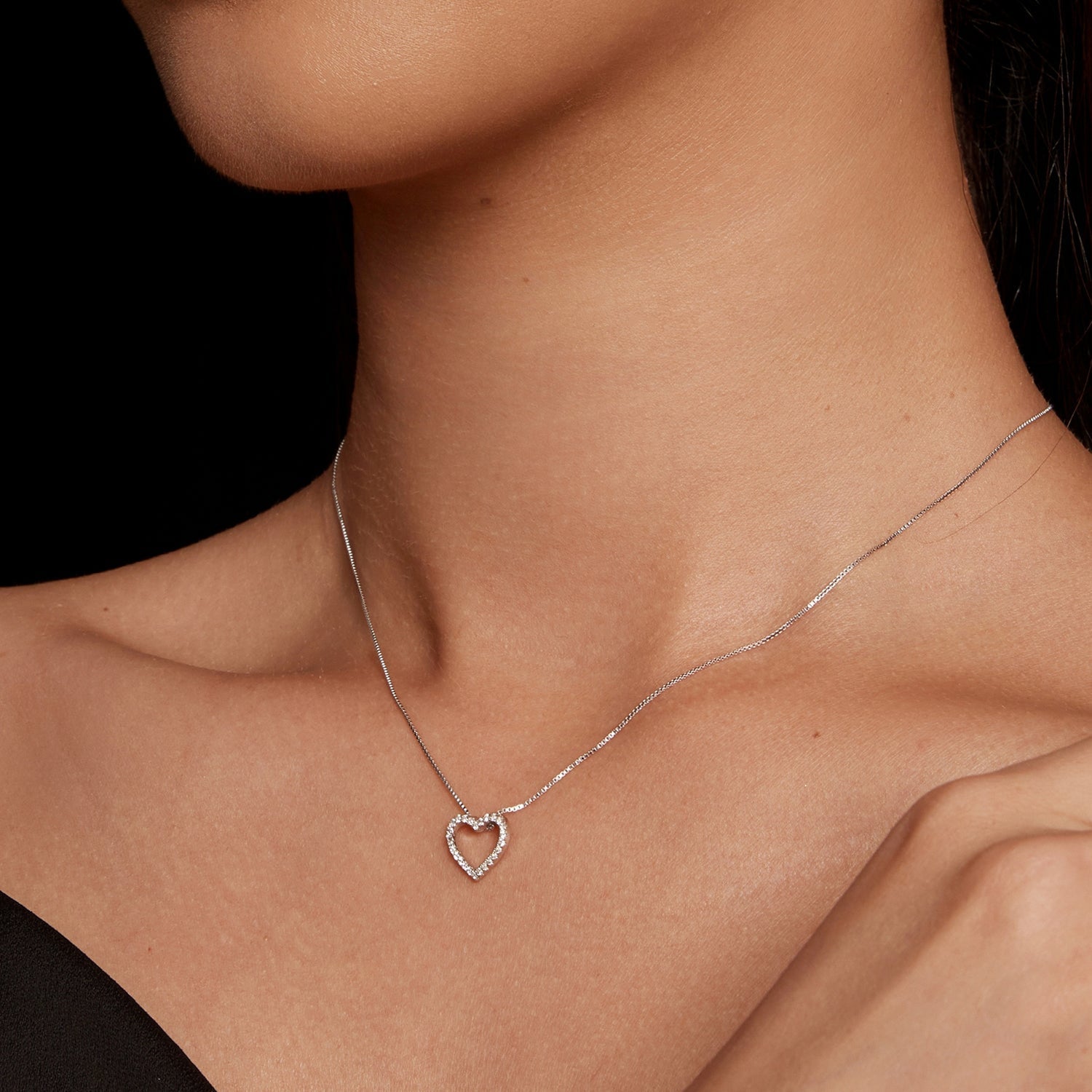 S925 Sterling Silver Necklace with Moissanite, 400mm + 50mm, Platinum Plated, Women DestGlow