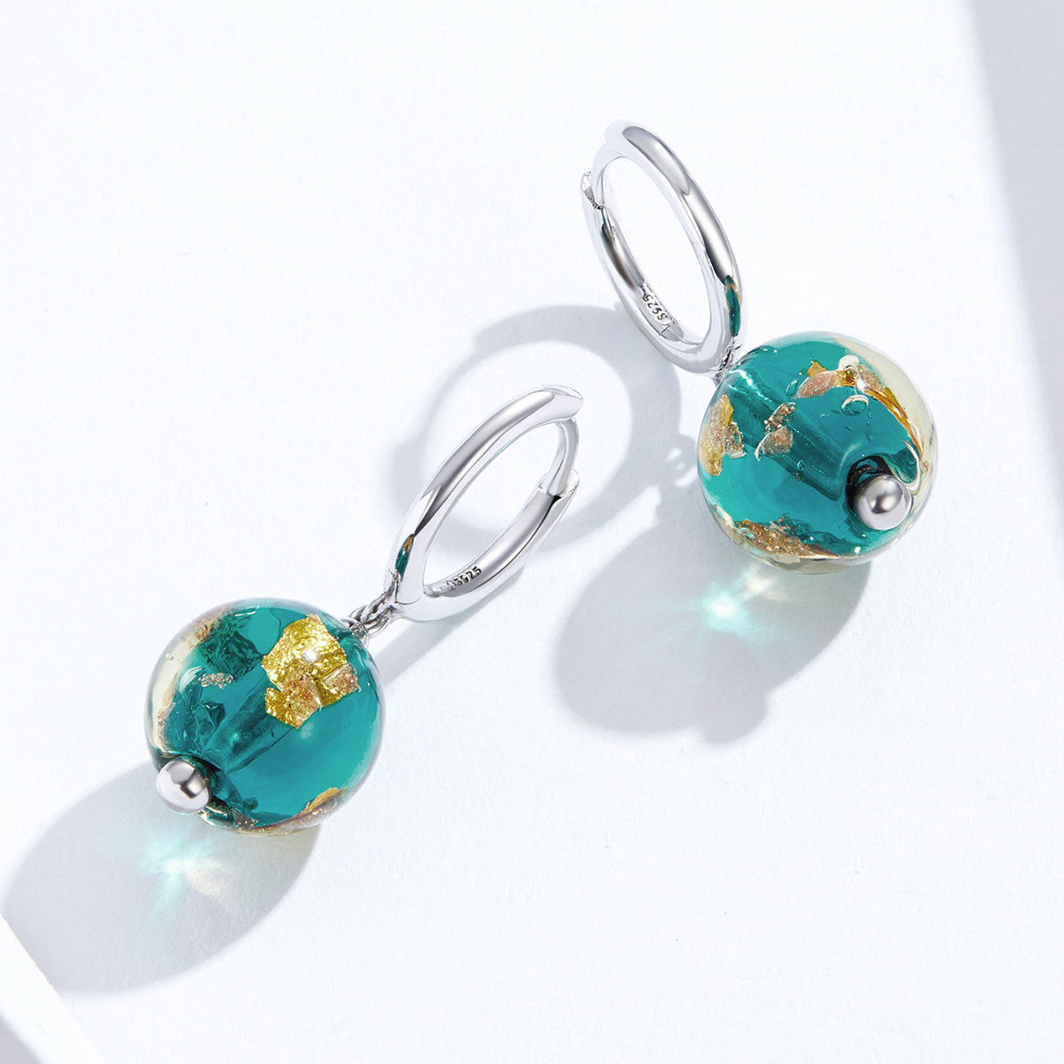 925 Sterling Silver Earrings with Glass Bead for Women DestGlow