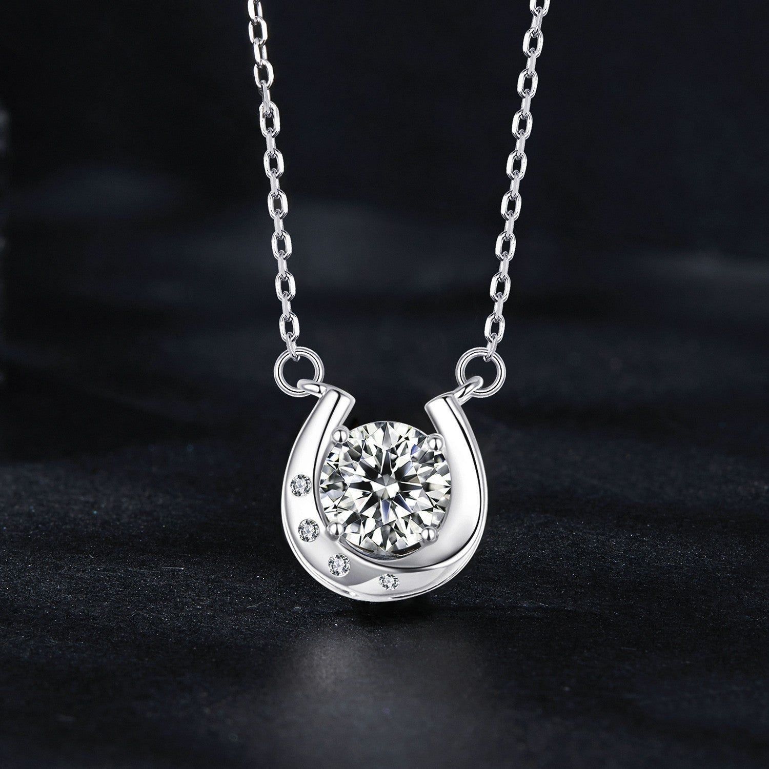 925 Sterling Silver Moissanite Necklace with Pavé Setting, 1 Carat, 400mm Length for Women DestGlow