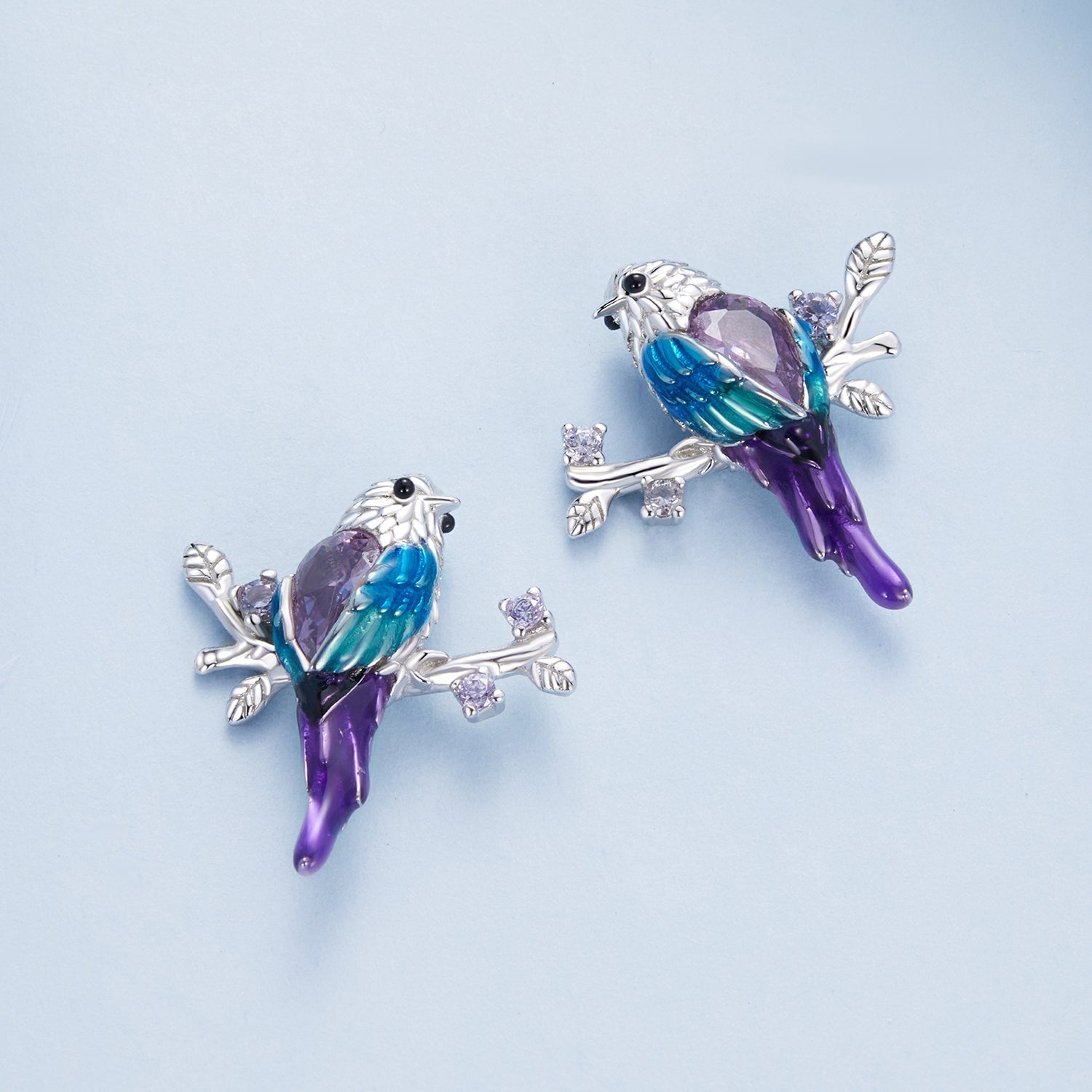 925 Sterling Silver Enamel Process Pavé Setting CZ Earrings DestGlow