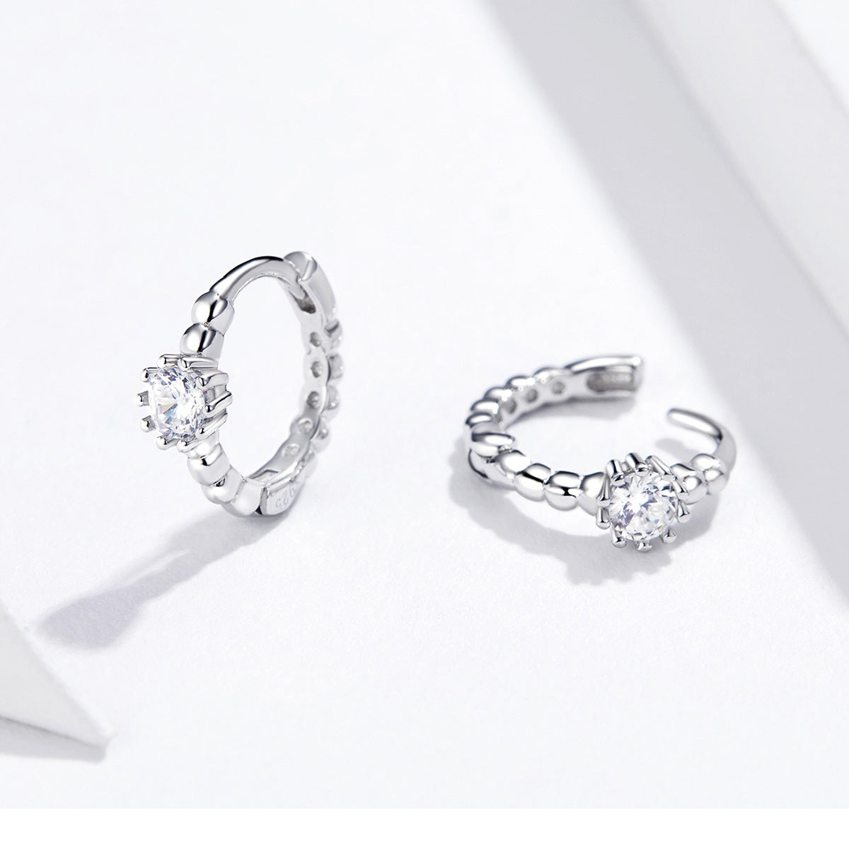 925 Sterling Silver Earrings with Pavé Setting CZ - 1cm for Women DestGlow