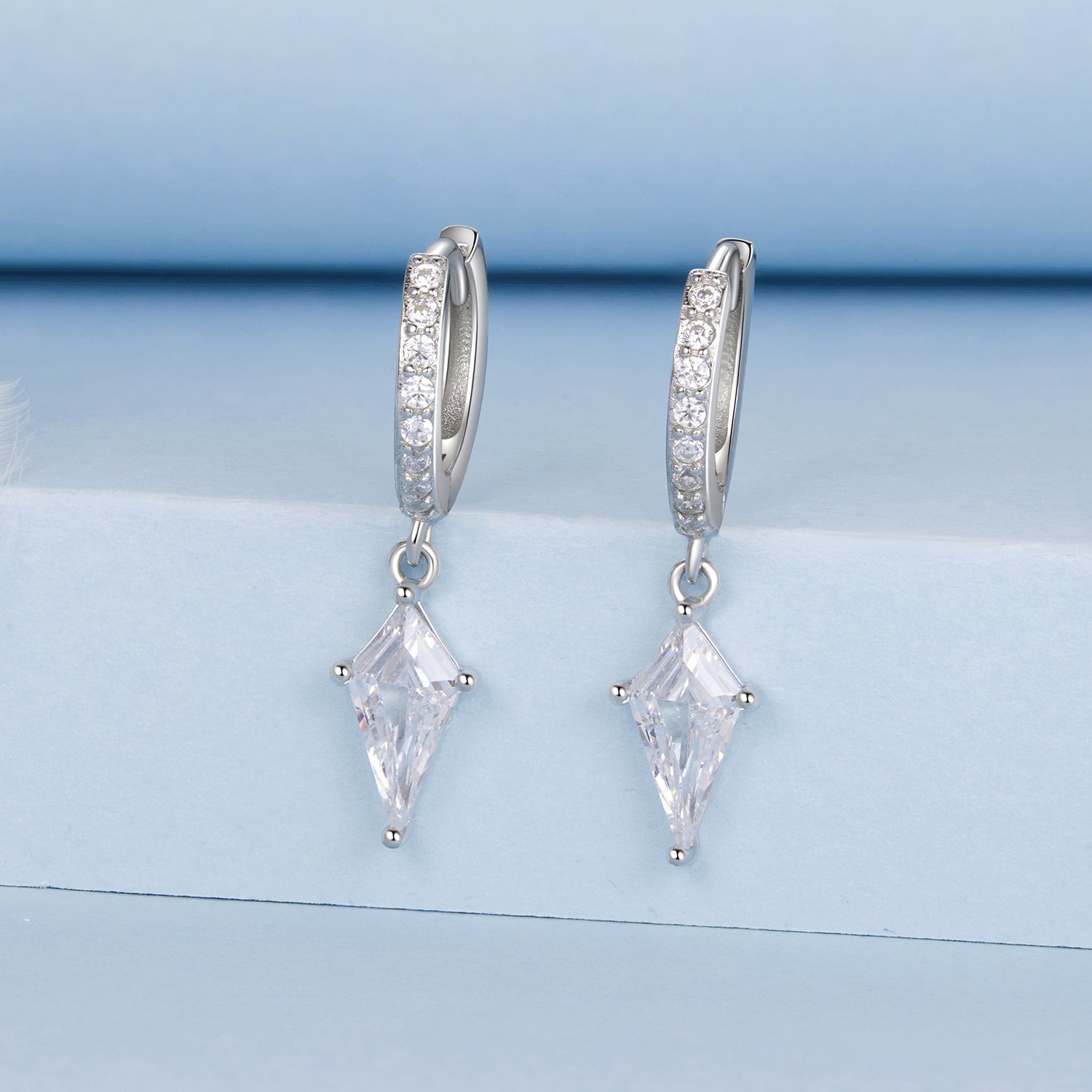 925 Sterling Silver White Gold Plated Earrings with CZ for Women DestGlow