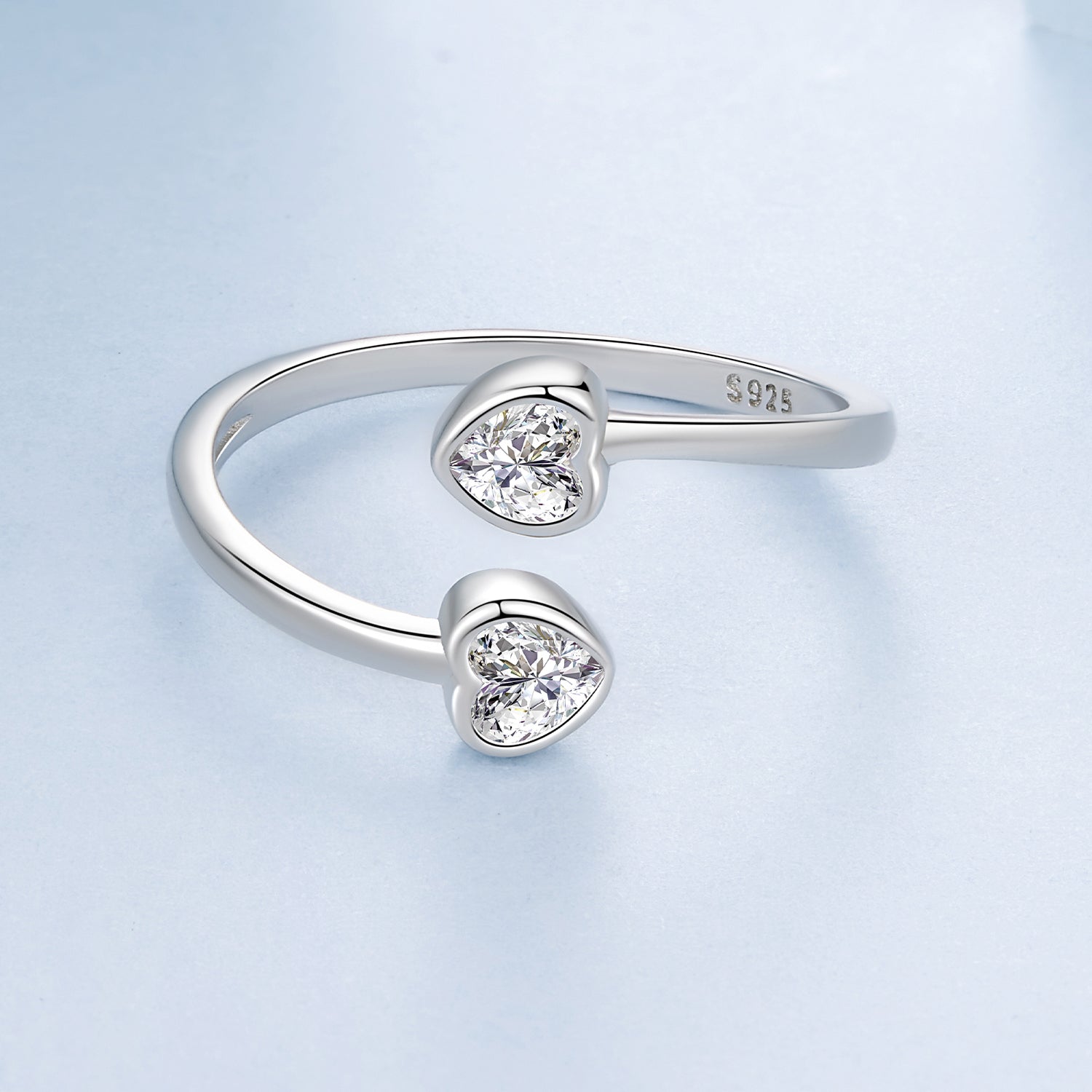 925 Sterling Silver Heart Shaped 0.17cm CZ Ring for Women DestGlow