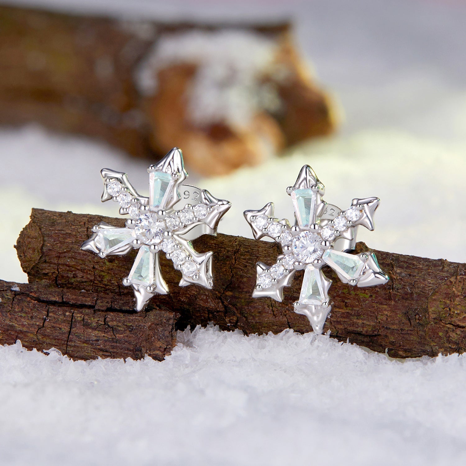 925 Sterling Silver Earrings with Plated White Gold and CZ DestGlow