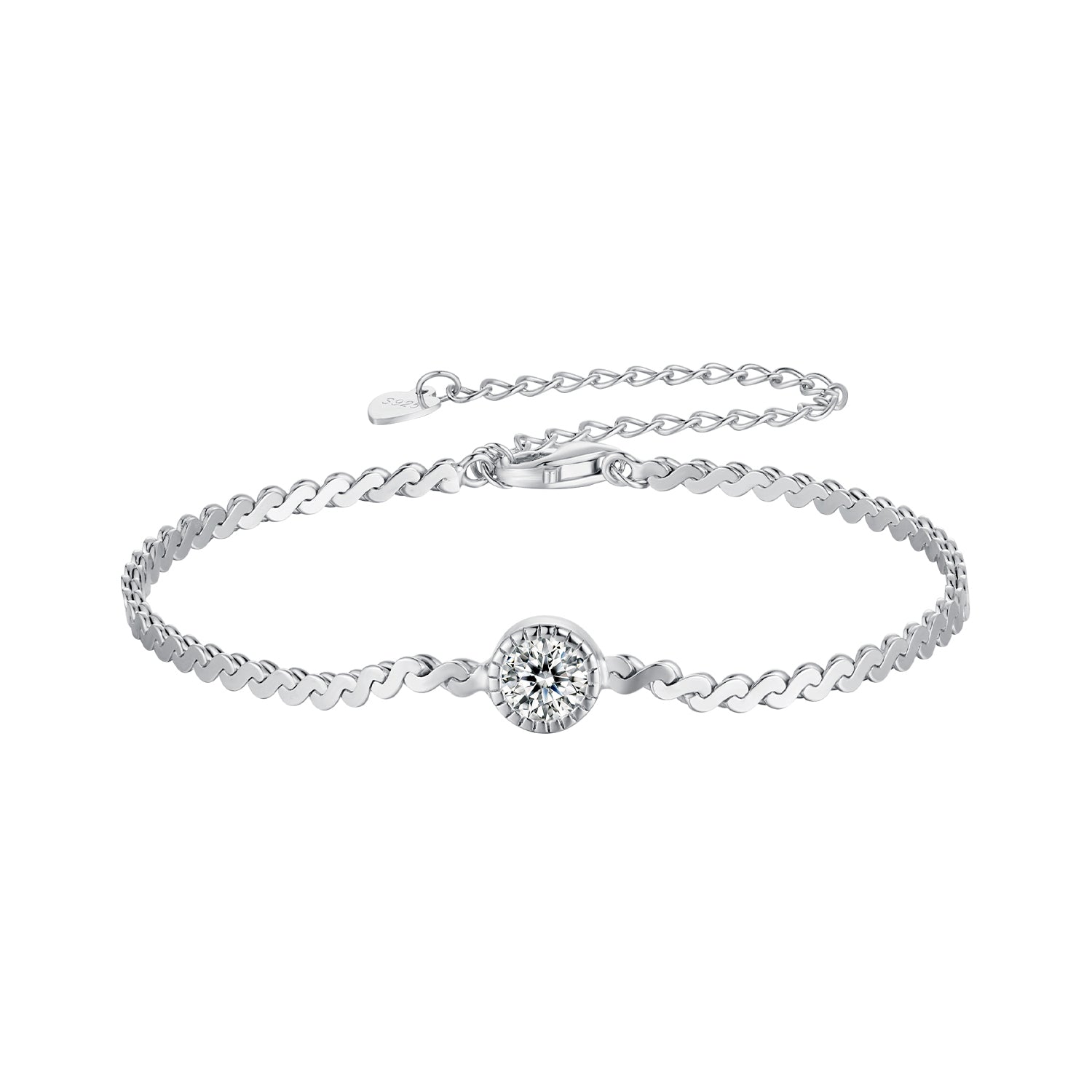S925 Sterling Silver 5.0mm Moissanite Bracelet for Women DestGlow