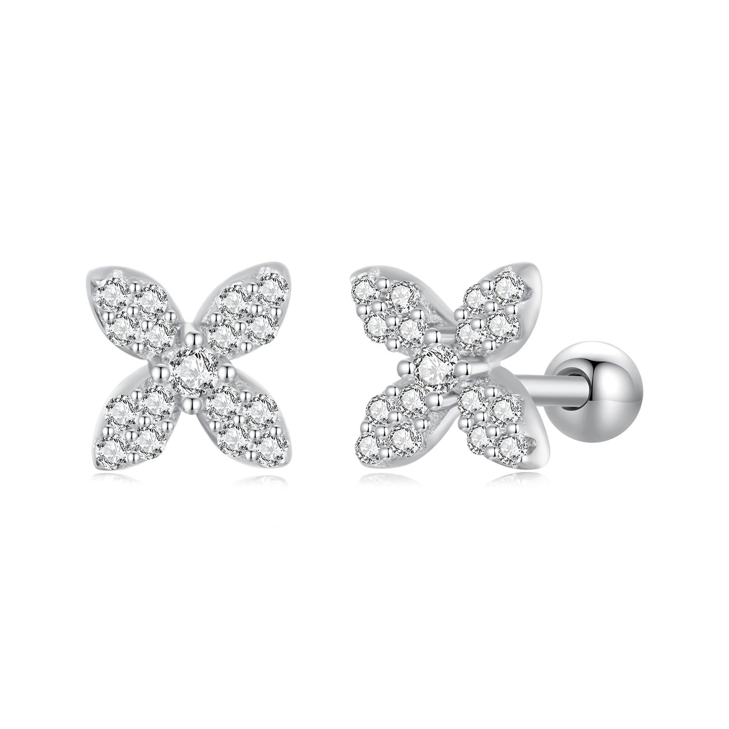 925 Sterling Silver Earrings with Pavé Setting CZ in Elegant Design DestGlow