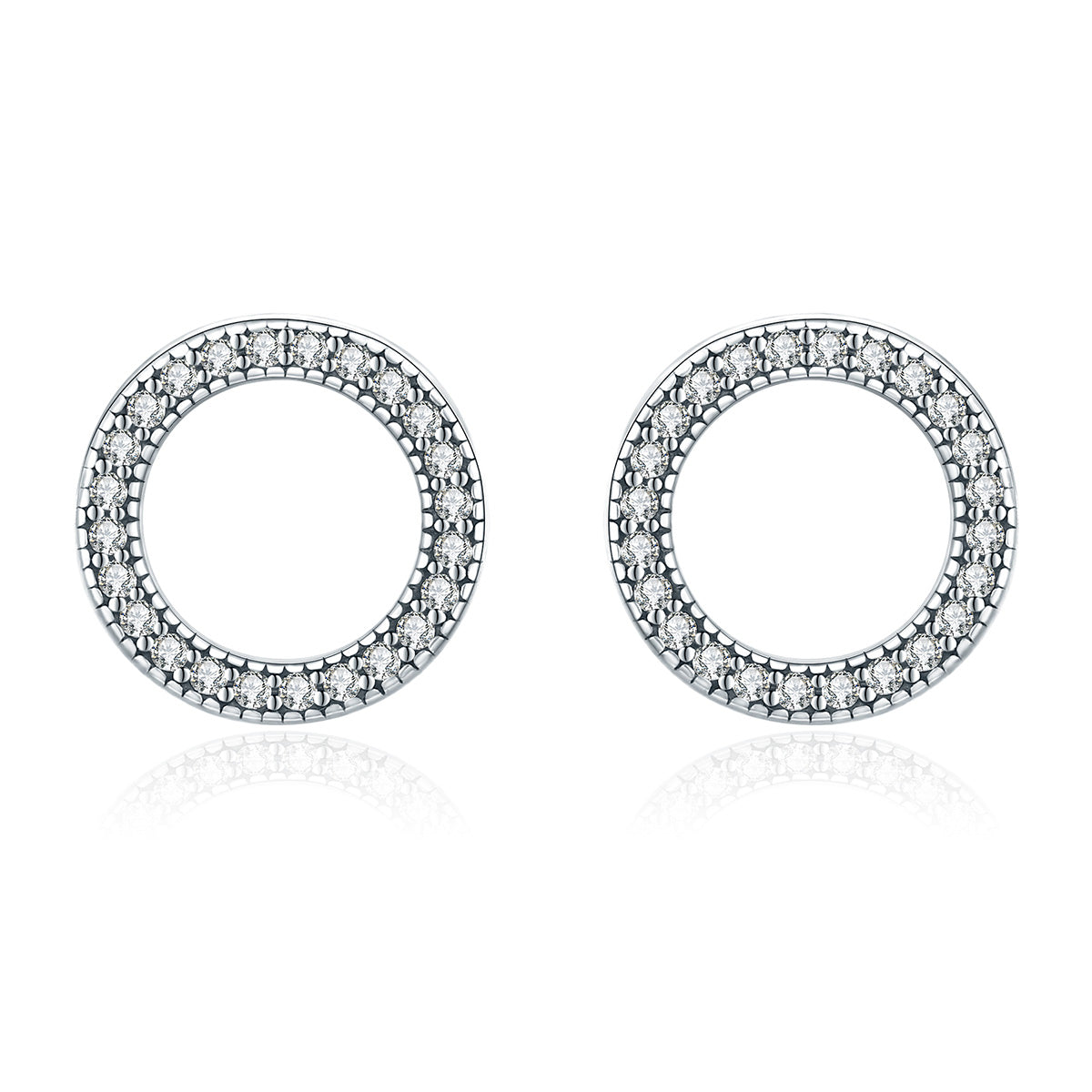 925 Sterling Silver Oxidized Pavé Setting CZ Earrings 1.1cm for Women DestGlow
