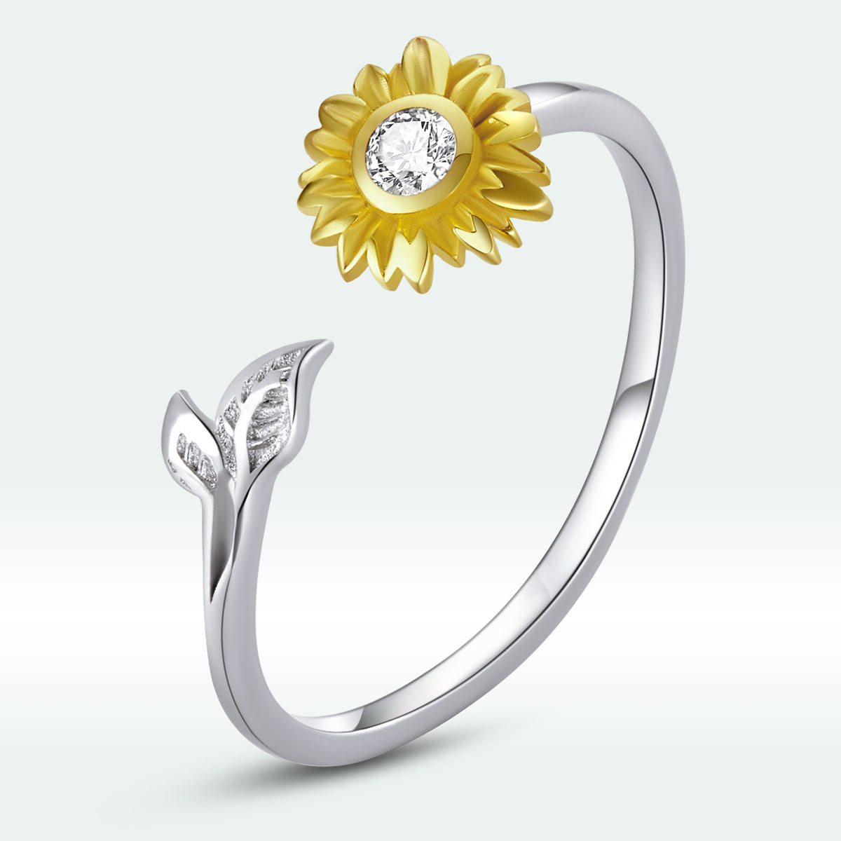 925 Sterling Silver Ring with Pavé Setting CZ, 0.1cm Width, Flower Design for Women by Bids.com