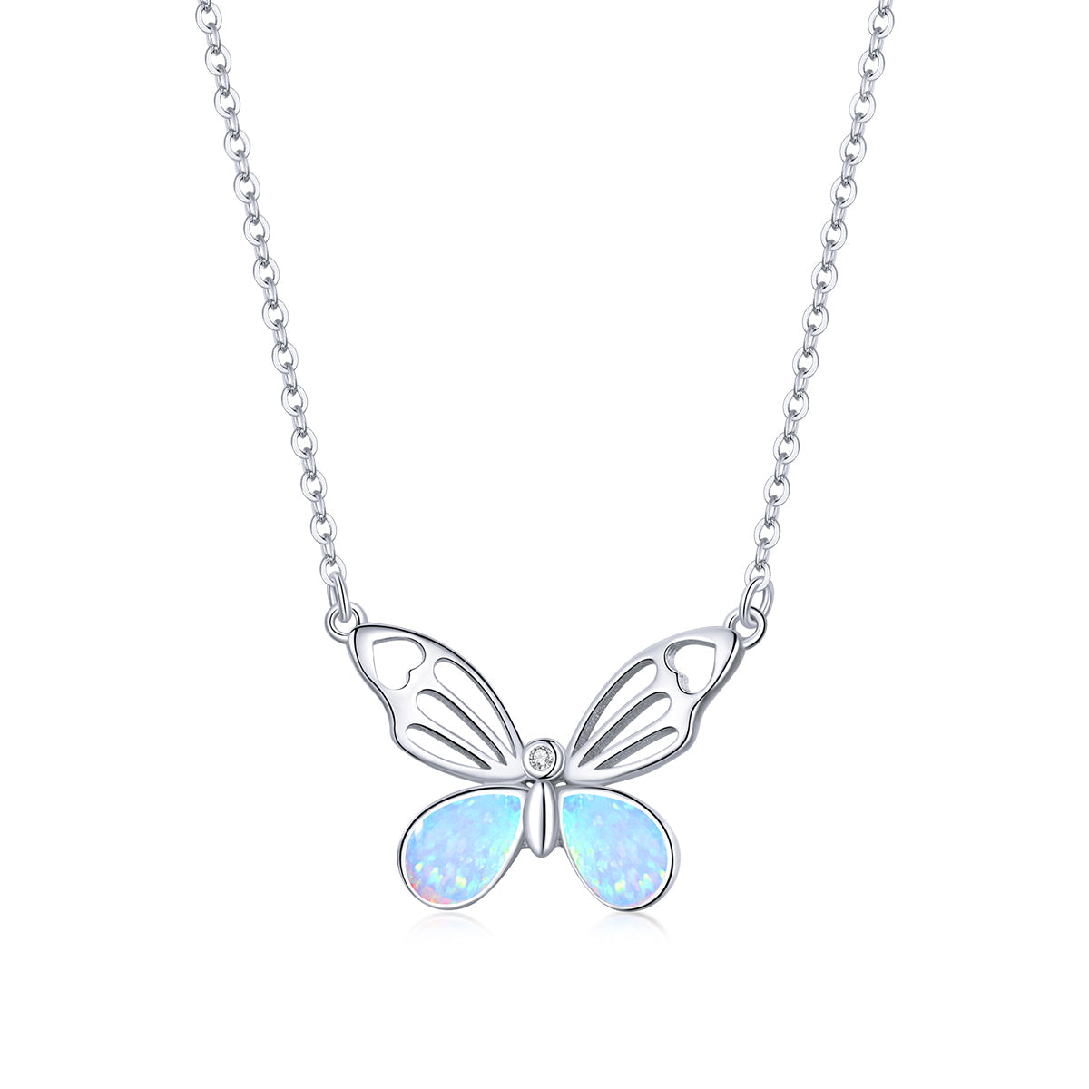 925 Sterling Silver Translucent Opal Necklace, Adjustable, Platinum Plated for Women DestGlow