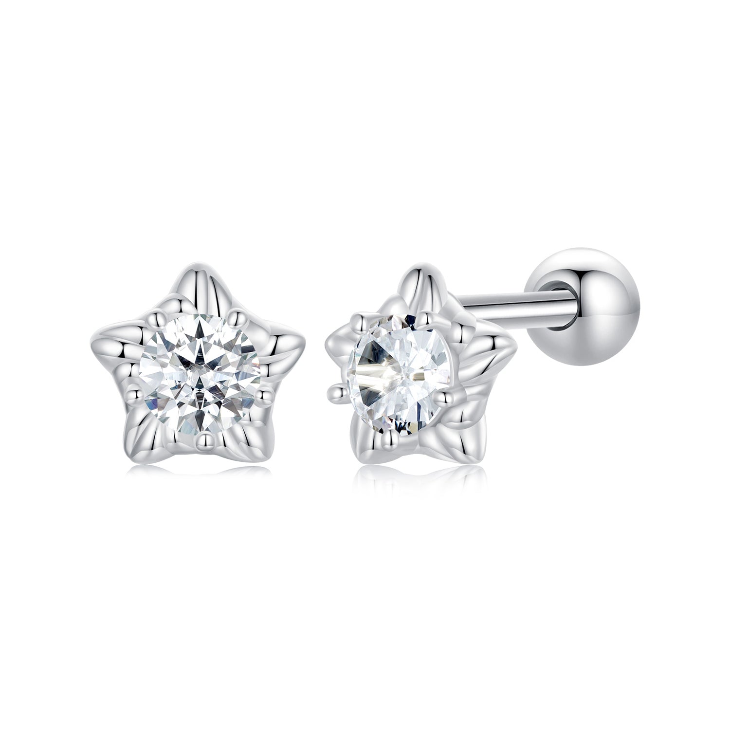 925 Sterling Silver Moissanite Stud Earrings 5mm for Women DestGlow