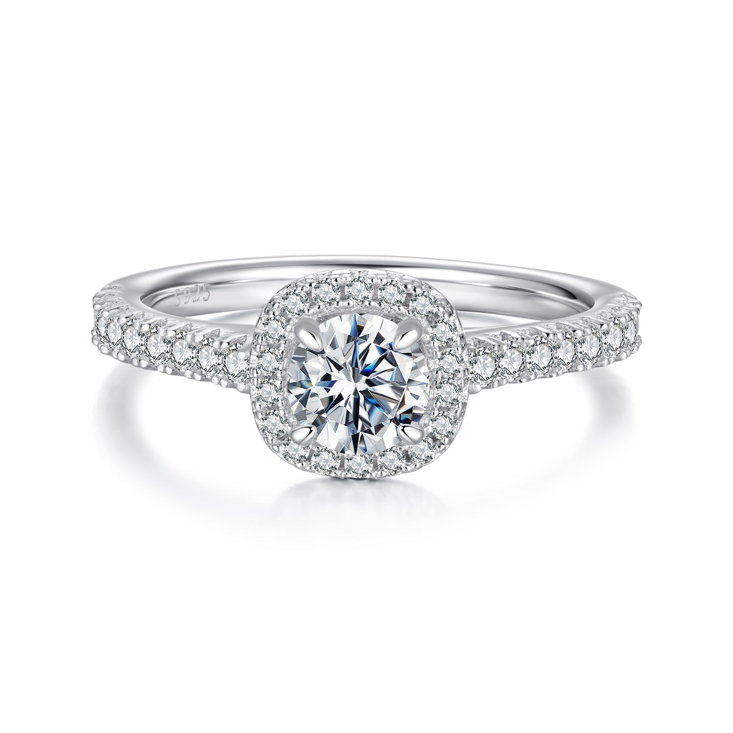 925 Sterling Silver Moissanite 0.5 Carat Ring for Women - Size 6 DestGlow