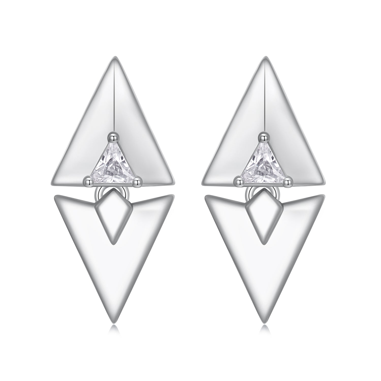 925 Sterling Silver Earrings with White Gold Plating and CZ DestGlow