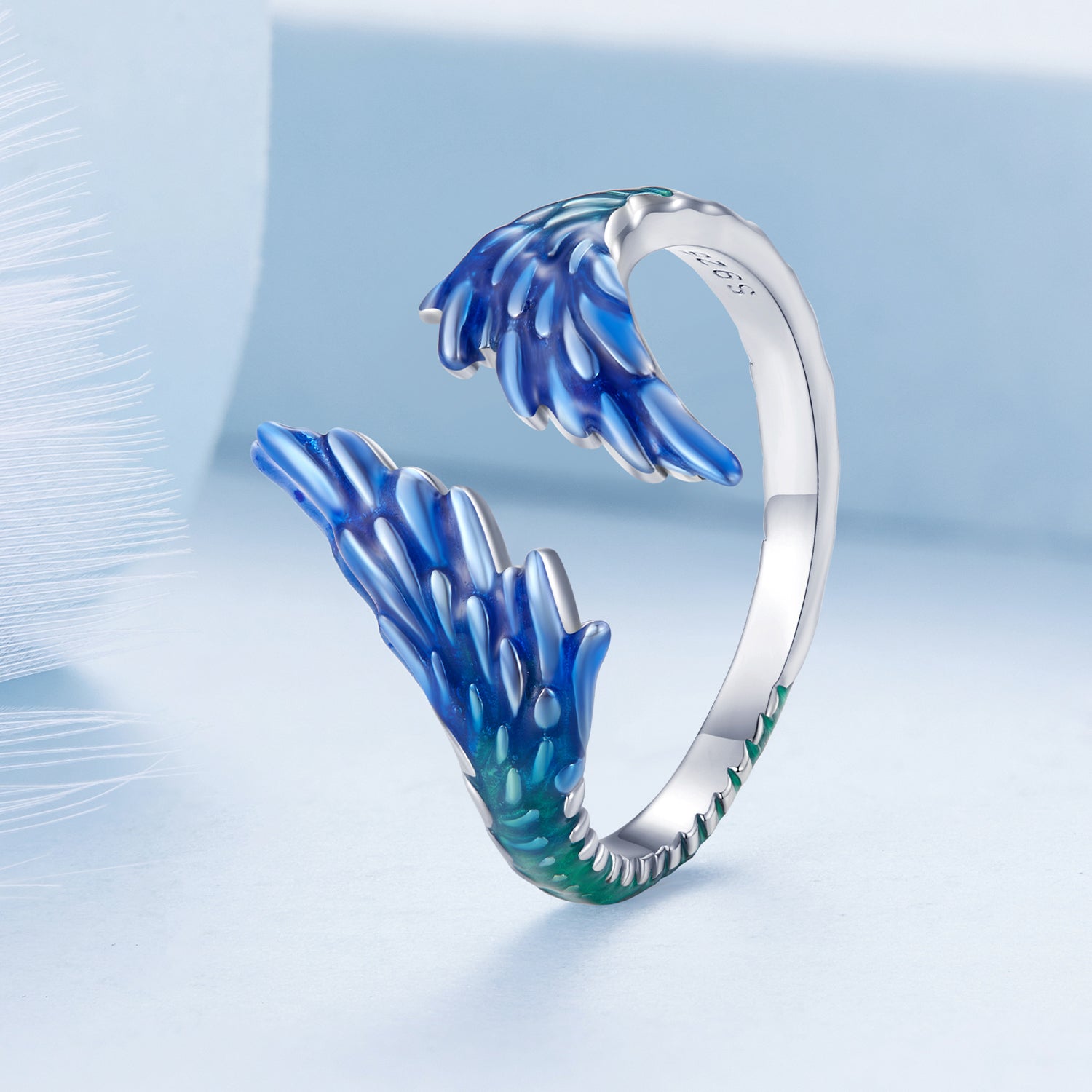 925 Sterling Silver Enamel Ring Size 9.0 for Women DestGlow