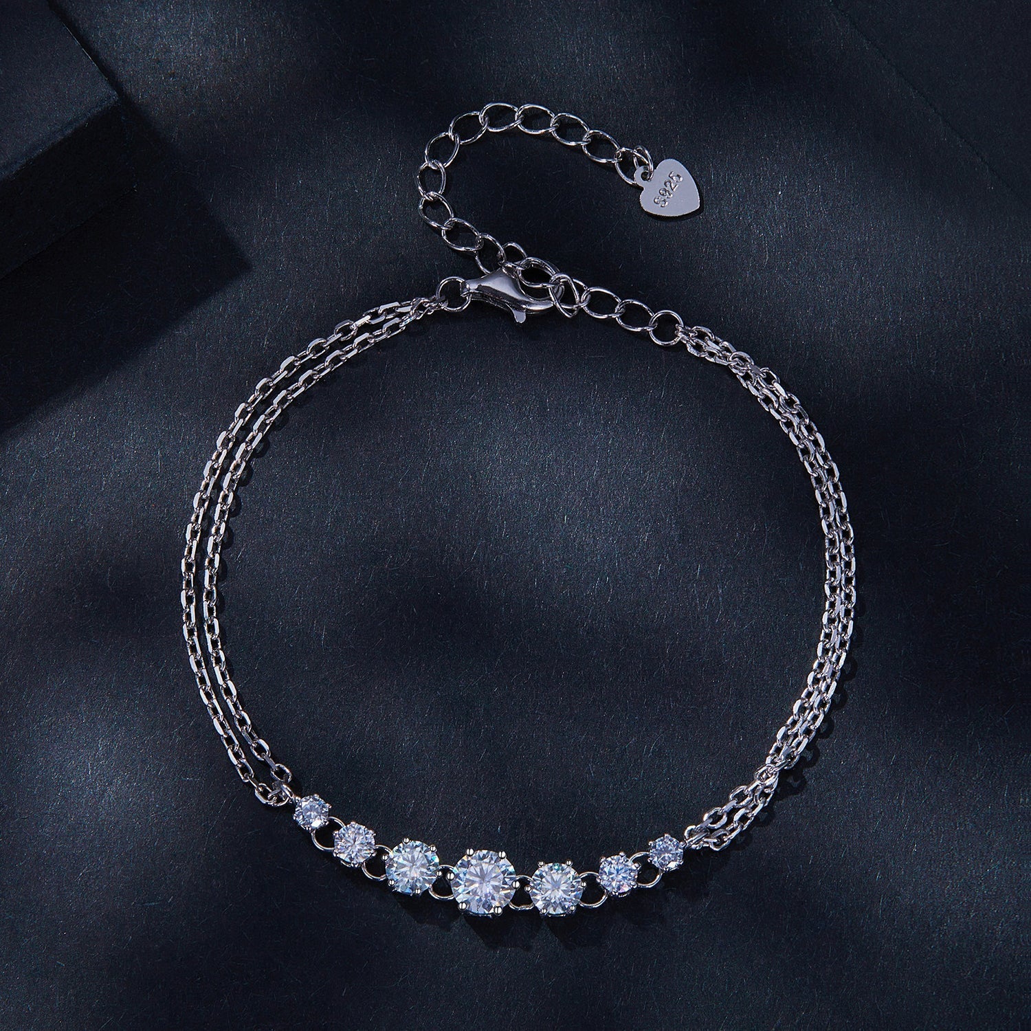 925 Sterling Silver 5MM Moissanite Bracelet for Women DestGlow