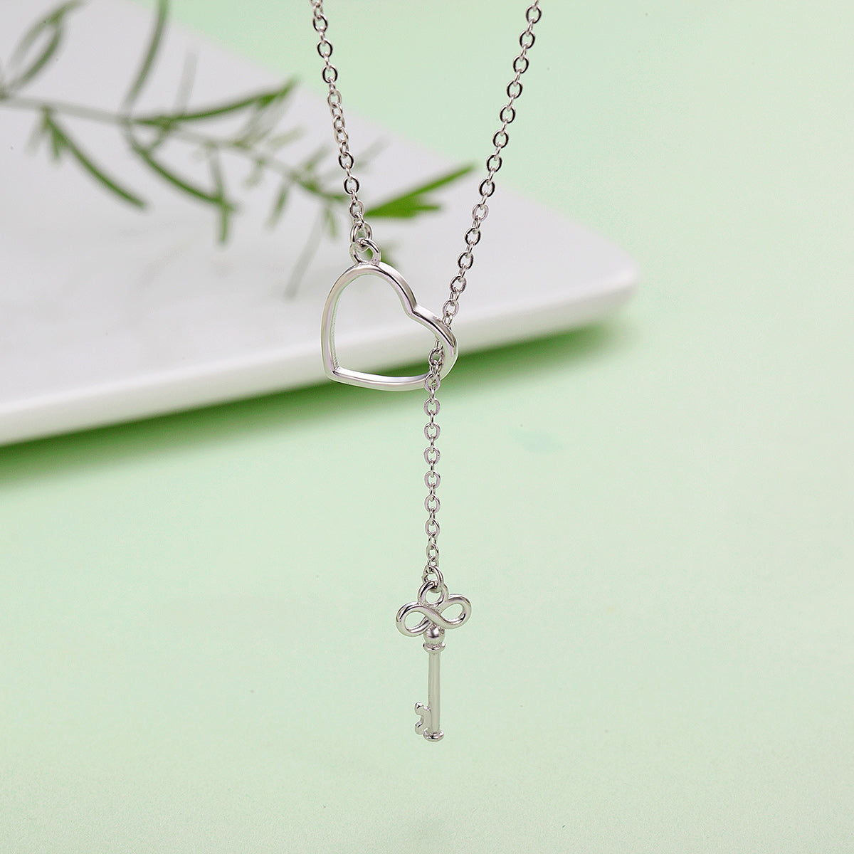 925 Sterling Silver Necklace 55cm with Heart Pendant for Women DestGlow