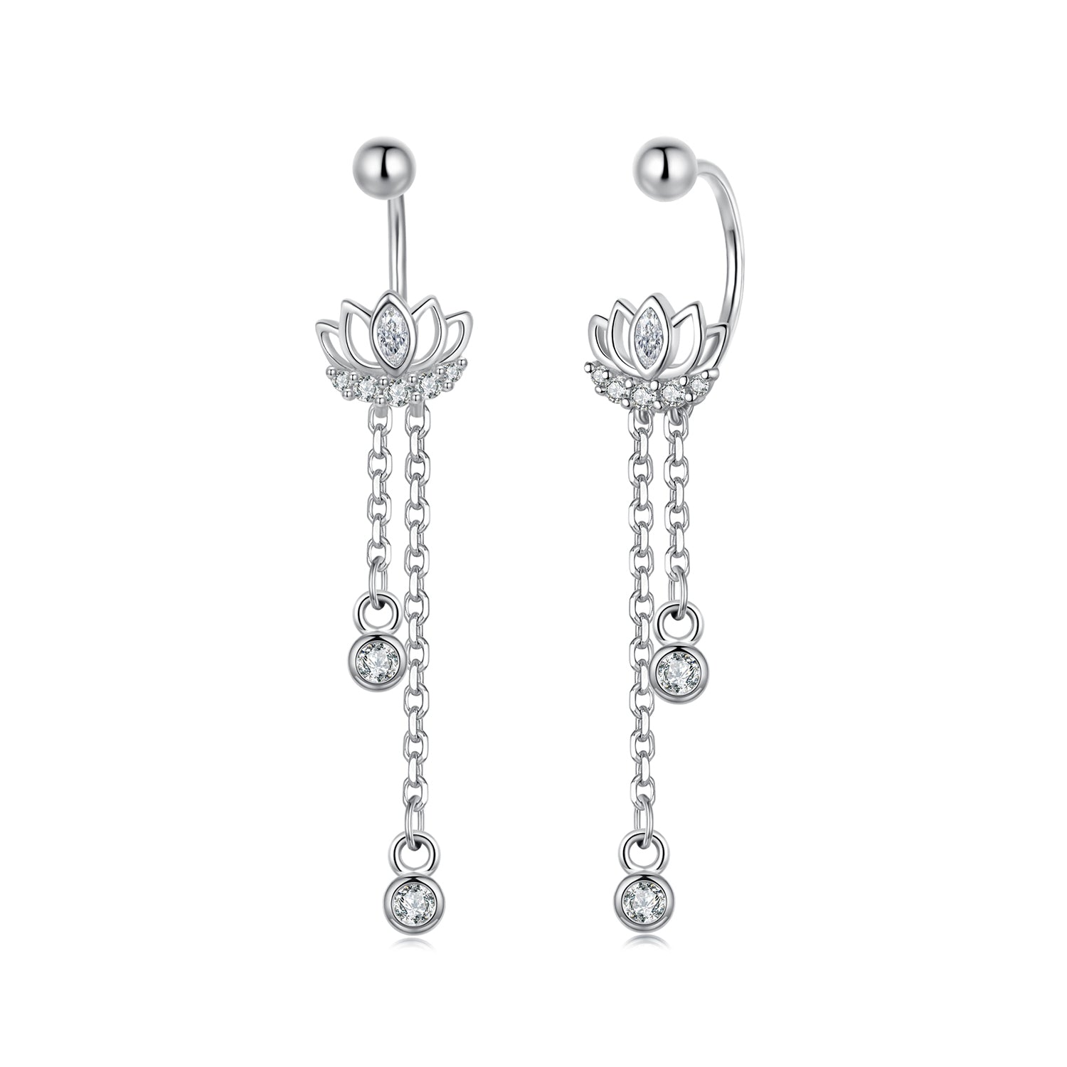 925 Sterling Silver Earrings with Pavé CZ in White Gold Plating - 3.1 x 0.7 cm for Women DestGlow