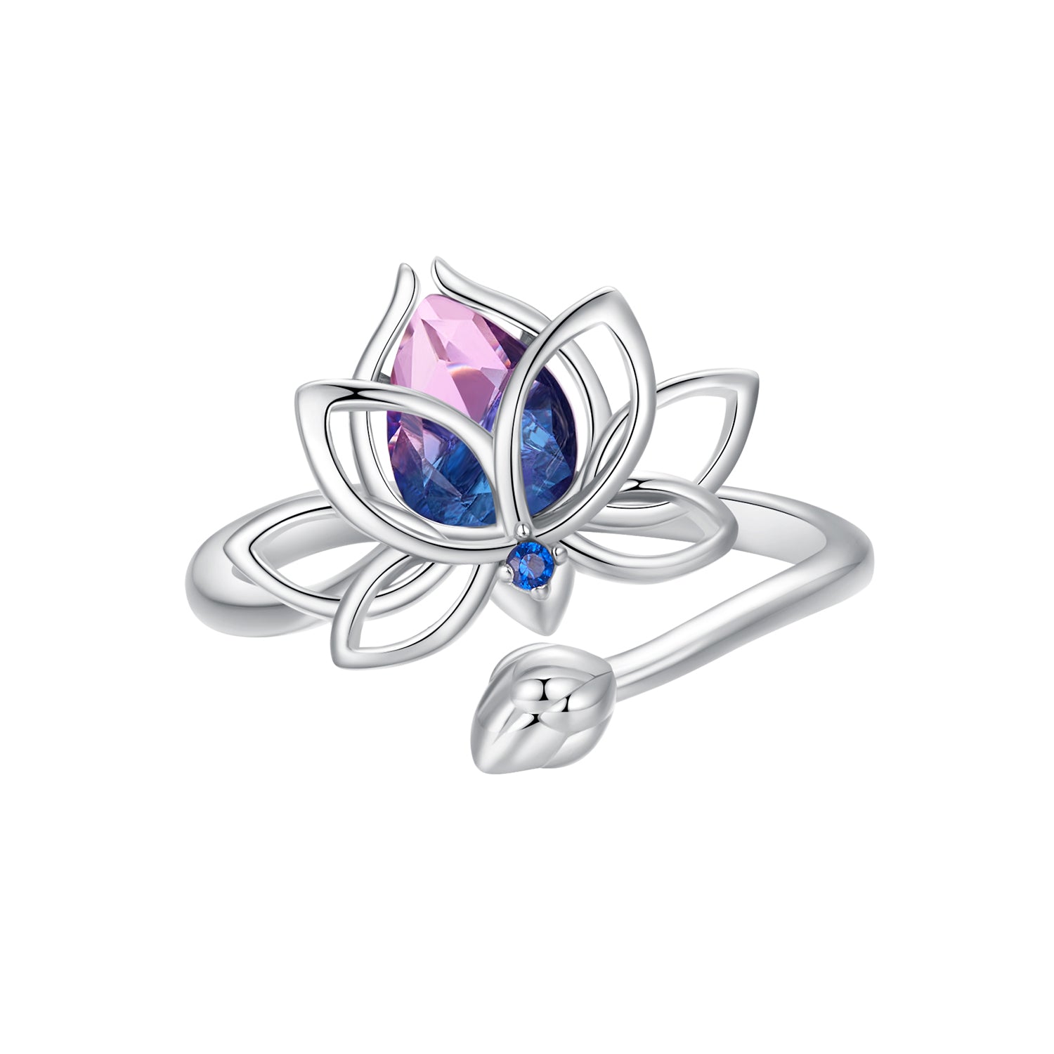925 Sterling Silver Pavé Setting CZ & Synthetic Tourmaline Ring for Women DestGlow