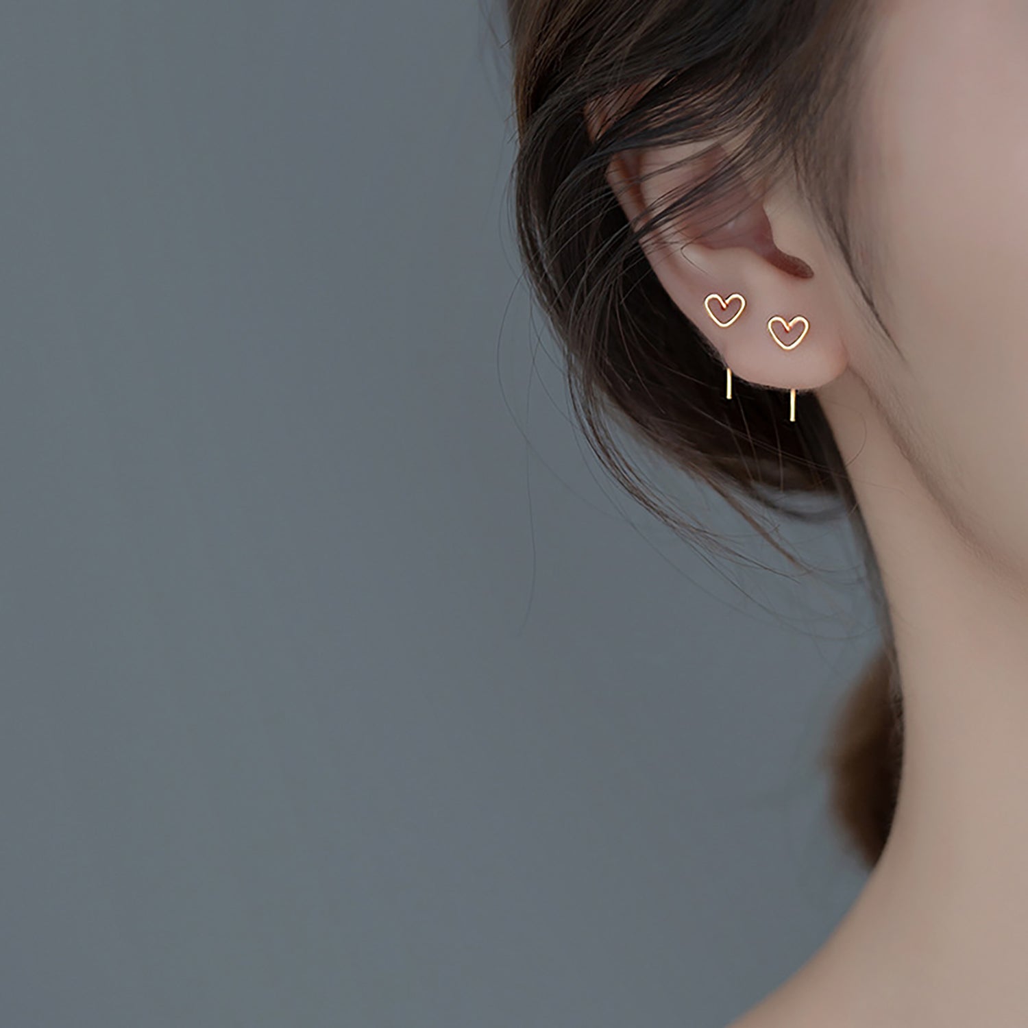 925 Sterling Silver Plated Platinum Earrings Love Size 0.4cm x 0.6cm for Women DestGlow
