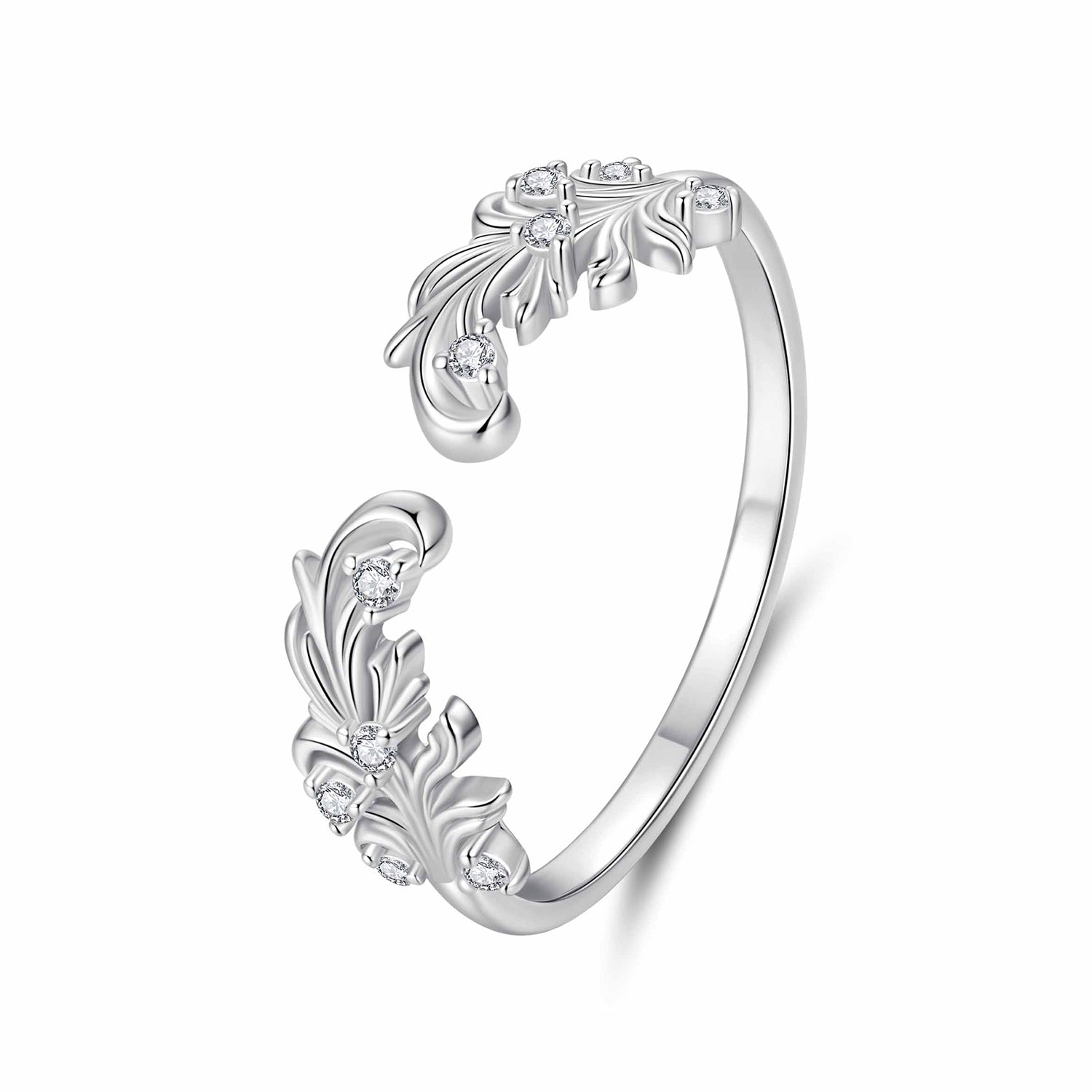 925 Sterling Silver White Gold Plated Ring with Pavé Setting CZ for Women DestGlow