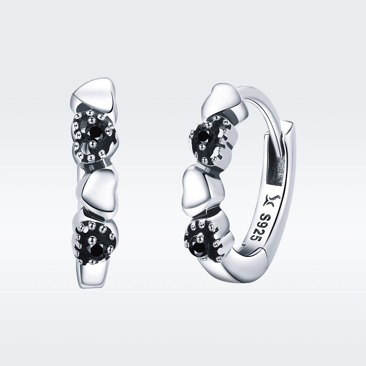 925 Sterling Silver Earrings with Pavé Setting CZ, 1.1*0.3cm DestGlow