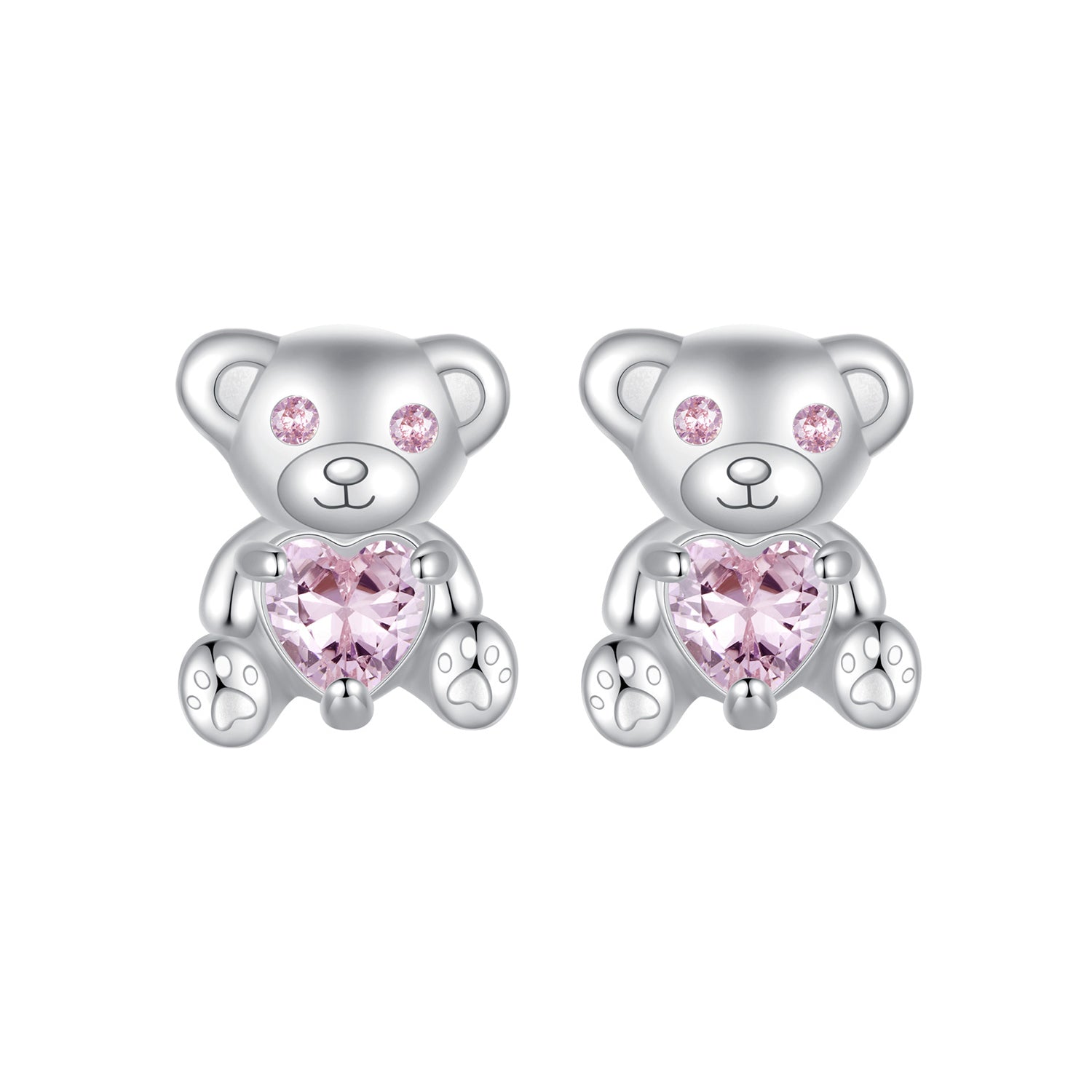 925 Sterling Silver Earrings with CZ in White Gold Plating DestGlow