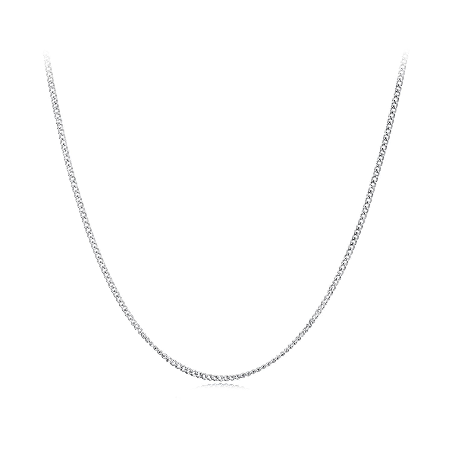 925 Sterling Silver 45S Platinum Plated Necklace for Women - 400mm Length, 0.8mm Thickness DestGlow