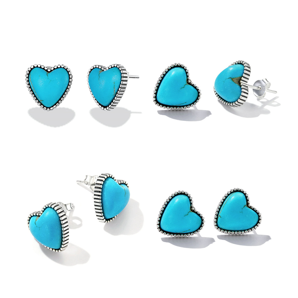 925 Sterling Silver Oxidized Turquoise Earrings for Women DestGlow