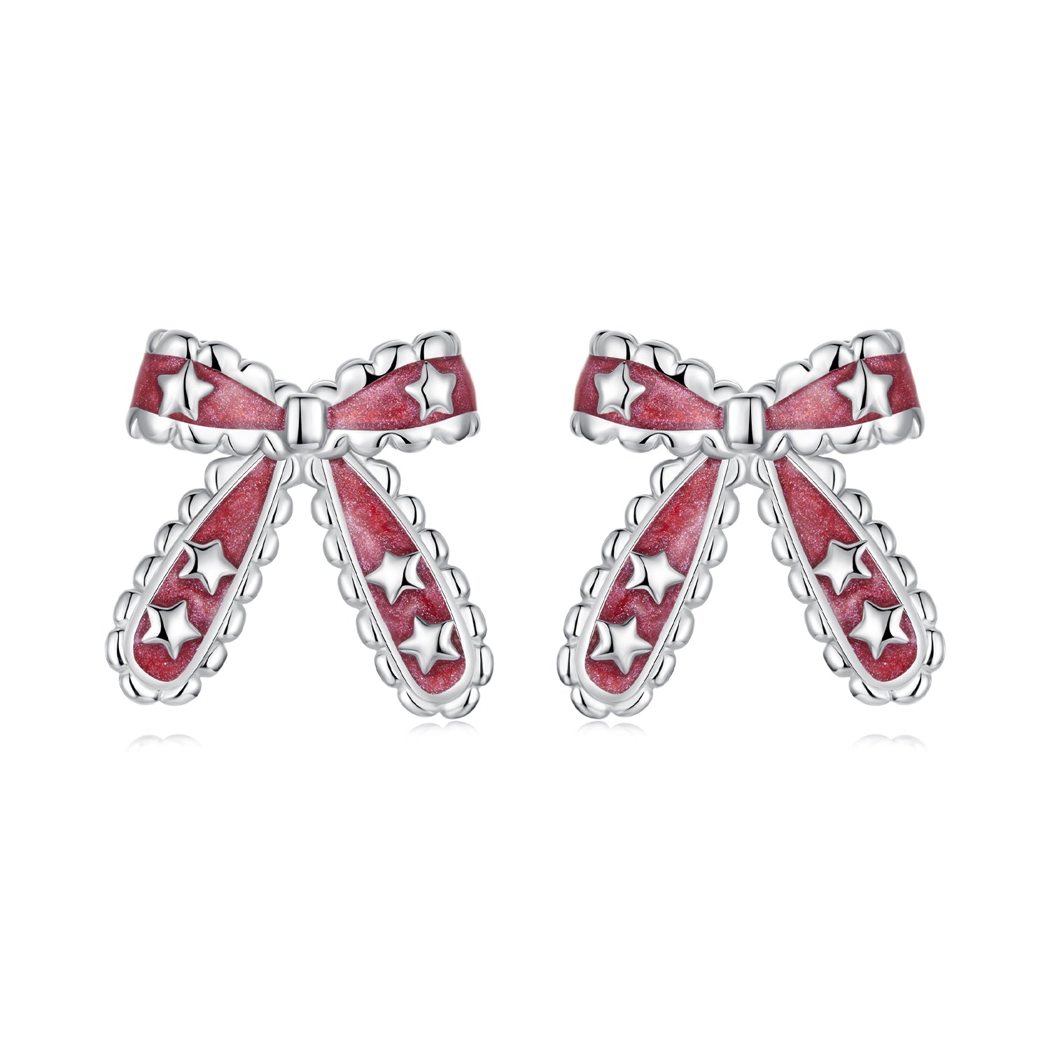 925 Sterling Silver Earrings with Enamel Process in White Gold Plating for Women DestGlow