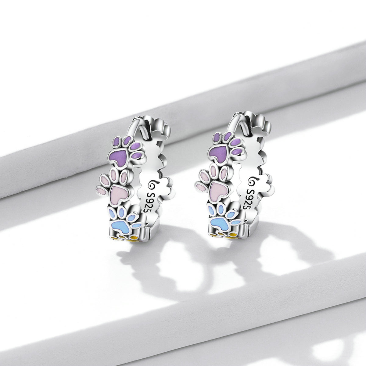925 Sterling Silver Enamel Oxidized Silver Earrings DestGlow