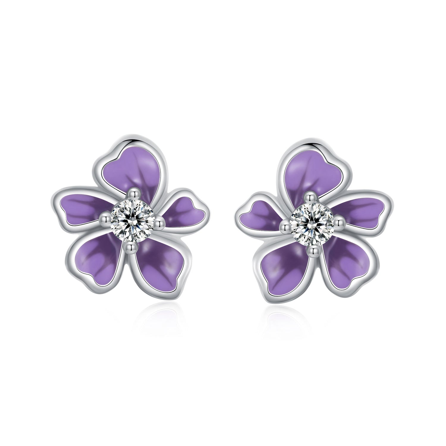 S925 Sterling Silver Plated Platinum Enamel Earrings for Women DestGlow