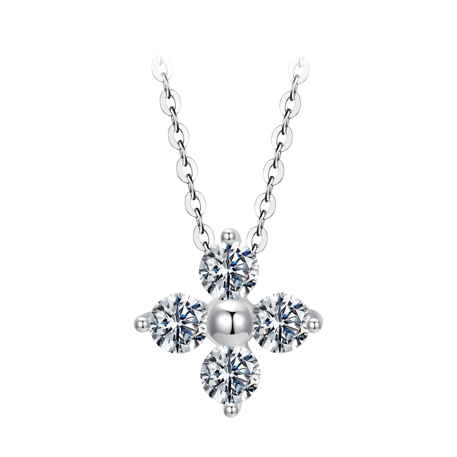 925 Sterling Silver & White Gold Plated Moissanite Necklace 40+5cm for Women DestGlow