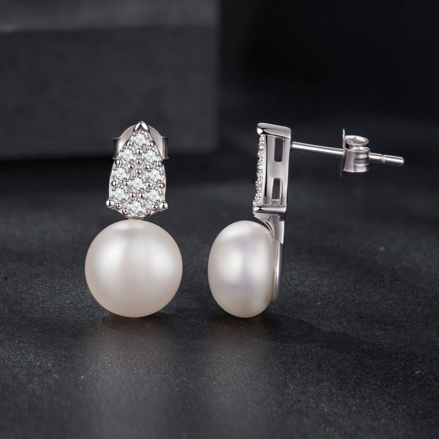 925 Sterling Silver 0.023 Carat Moissanite & Freshwater Pearl Earrings for Women DestGlow