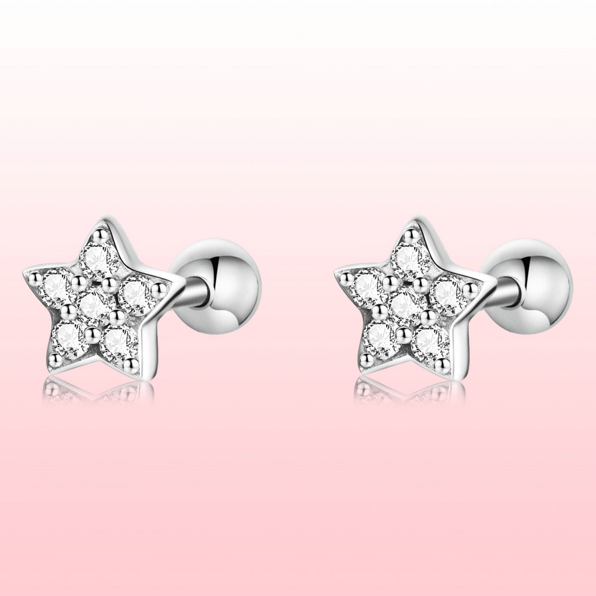 925 Sterling Silver Earrings with Pavé Setting CZ and Platinum Plating - 0.5cm for Women DestGlow