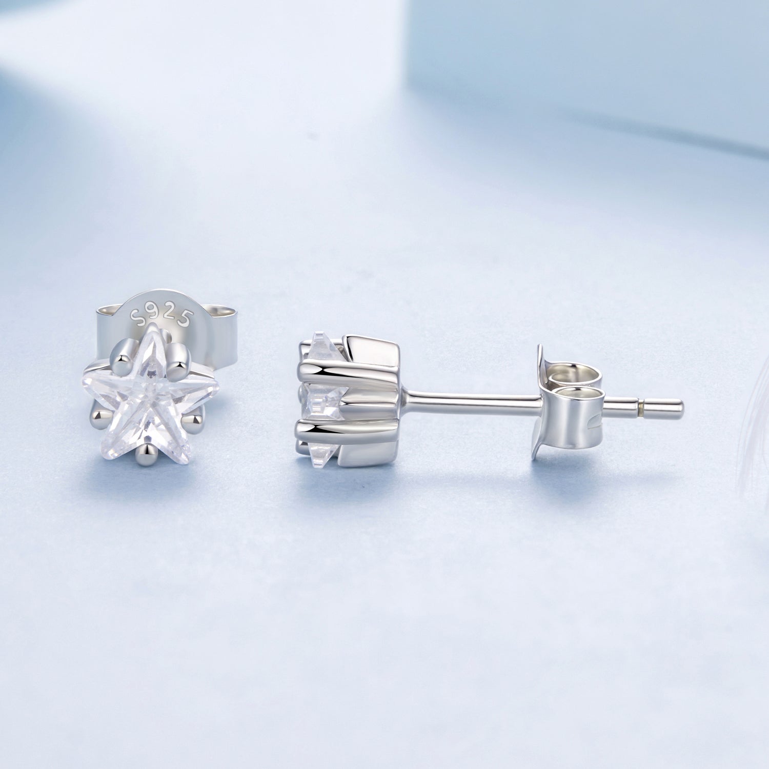 925 Sterling Silver White Gold Plated Earrings 0.5cm with CZ DestGlow